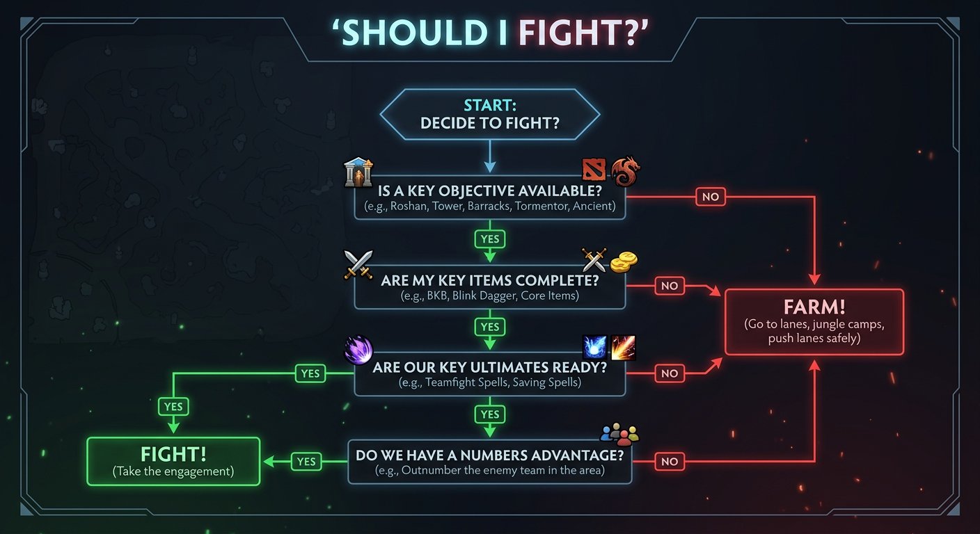 Should I fight decision flowchart for Dota 2