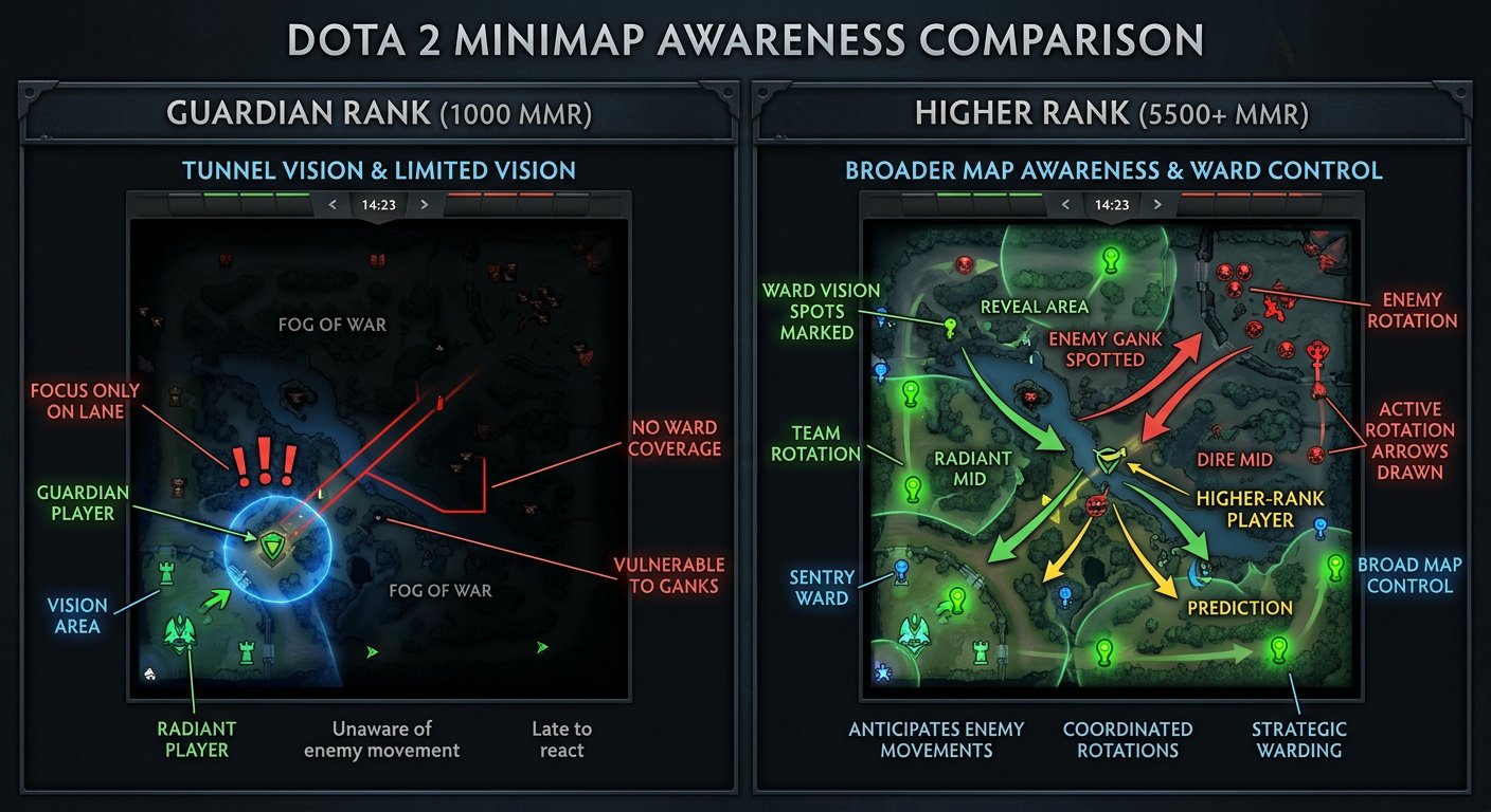 Guardian vs higher rank minimap awareness comparison