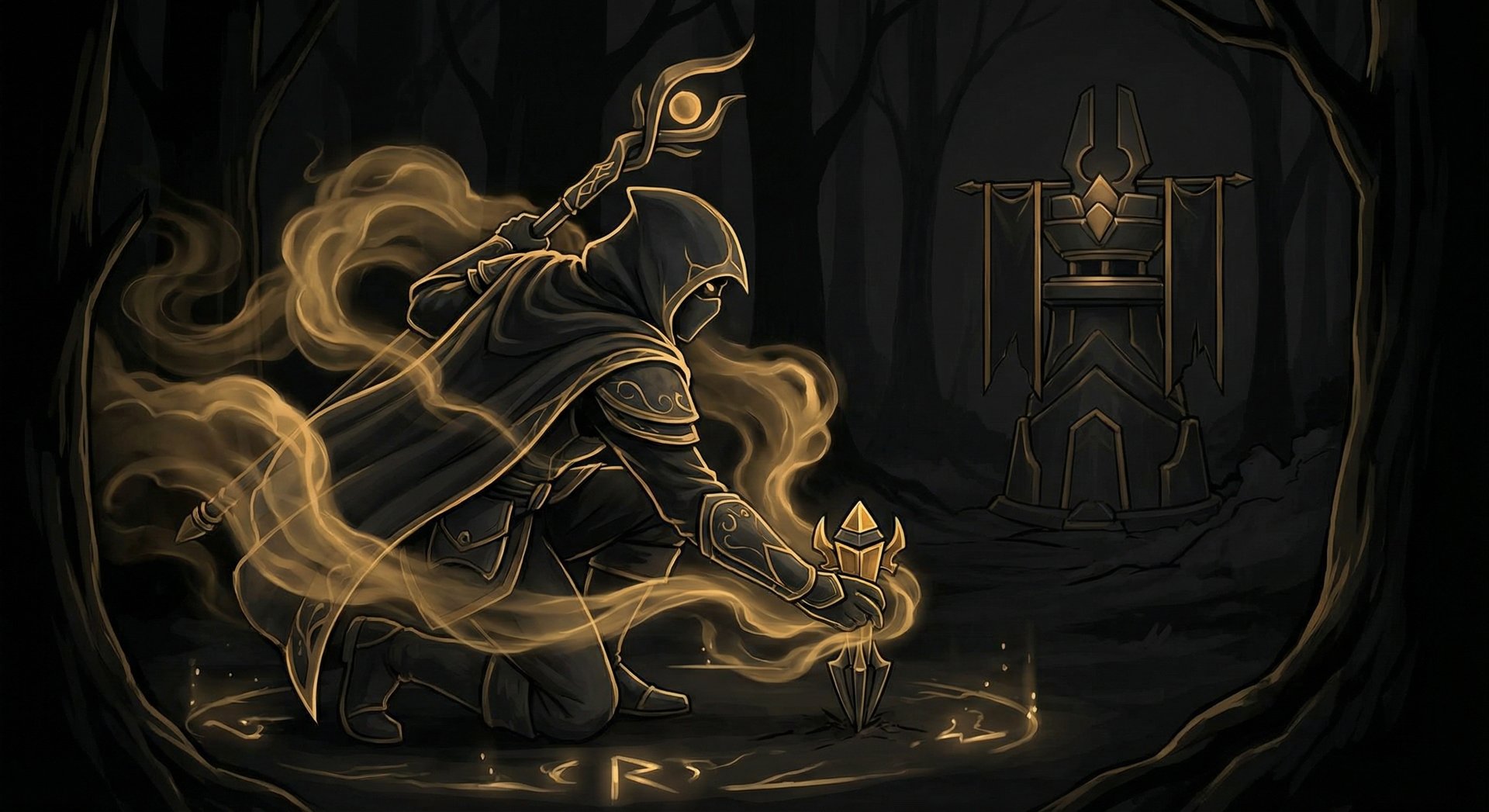 A support hero using Smoke of Deceit while placing a deep ward behind enemy T2 tower, with the smoke invisibility effect visi