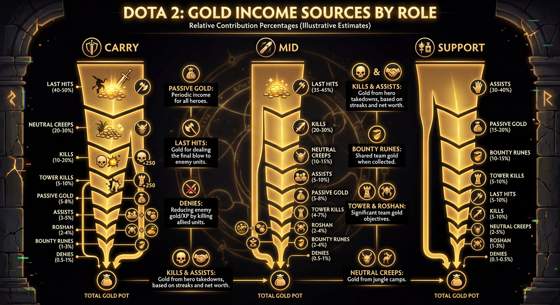 Dota Gold Rune Stack Understanding Dota 2 Economy: Gold, XP, Power Spikes & Net Worth Guide ...