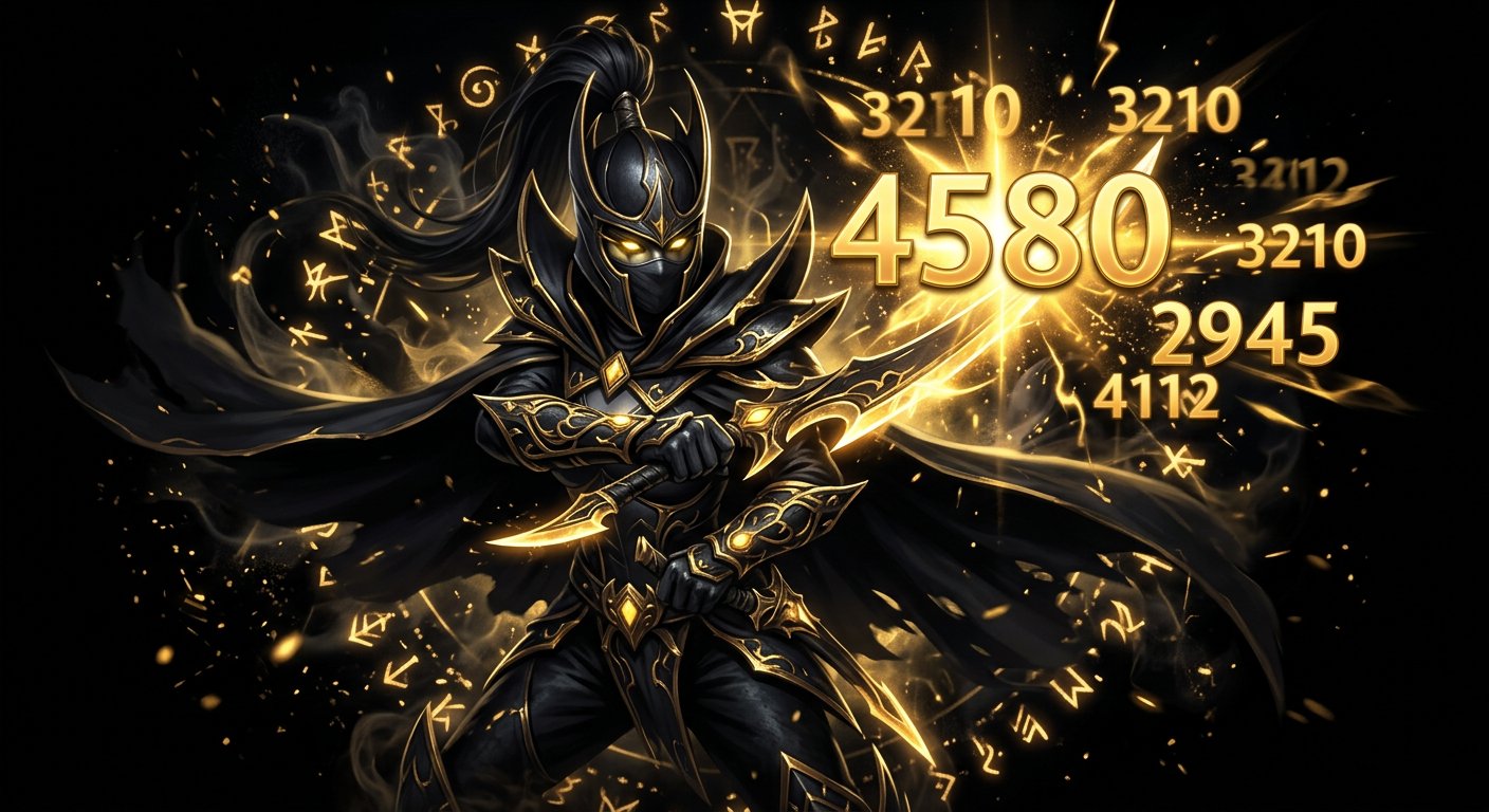 Phantom Assassin hero portrait with critical strike damage numbers