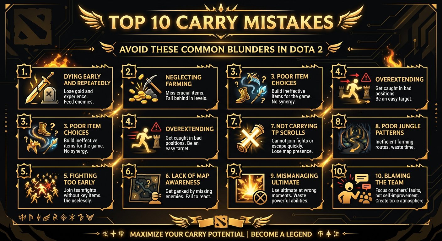 Infographic showing top 10 carry mistakes with icons