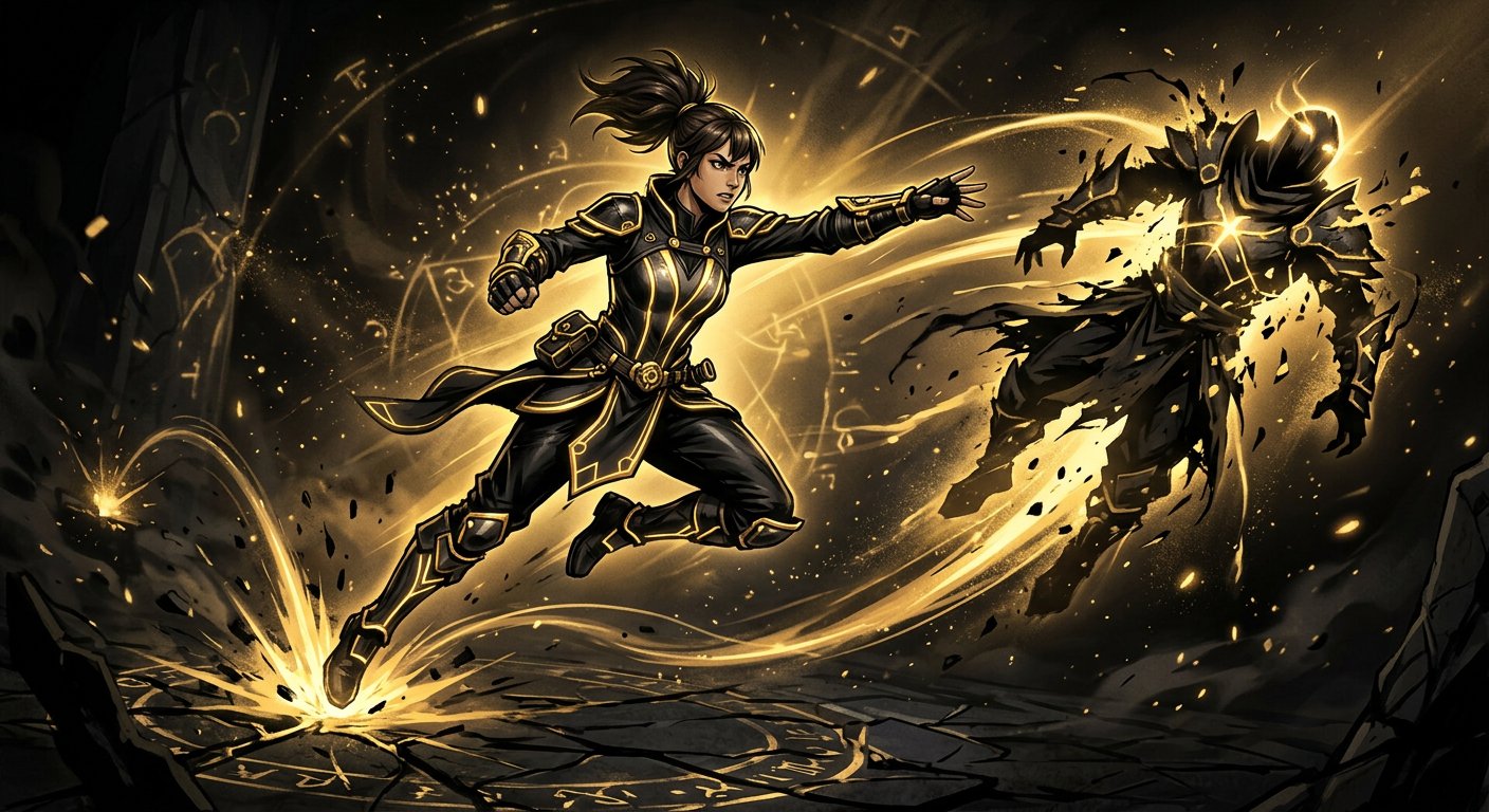 Marci hero portrait with Dispose throw + Rebound combo illustration