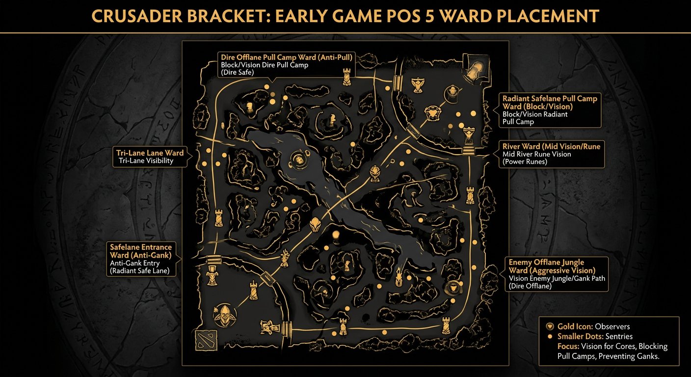 Pos 5 ward placement map showing optimal early game locations for Crusader bracket
