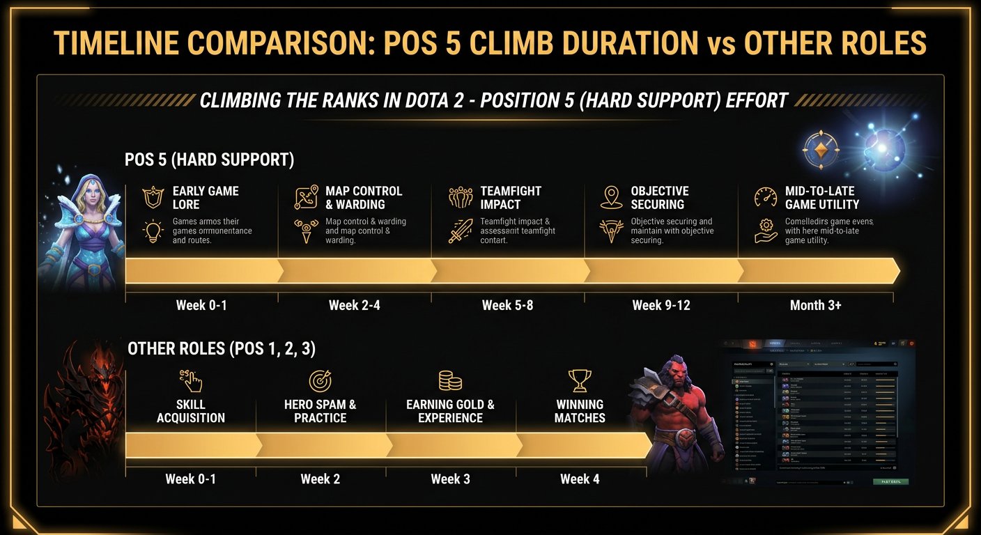 Timeline comparison showing Pos 5 climb duration vs other roles
