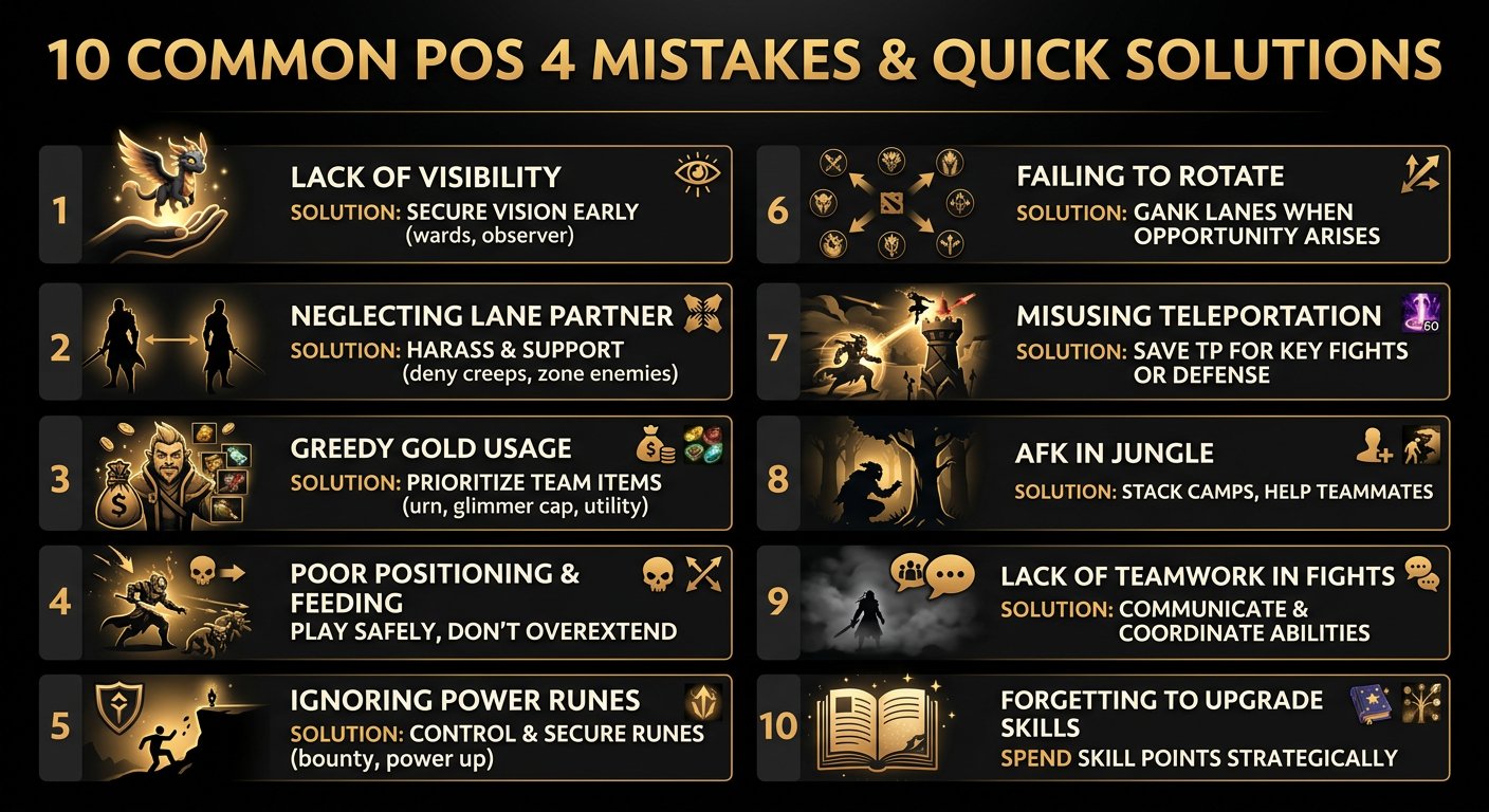 Infographic showing the 10 common pos 4 mistakes with visual icons and quick solutions