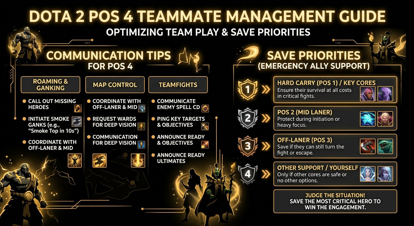 Pos 4 teammate management guide showing communication tips and save priorities