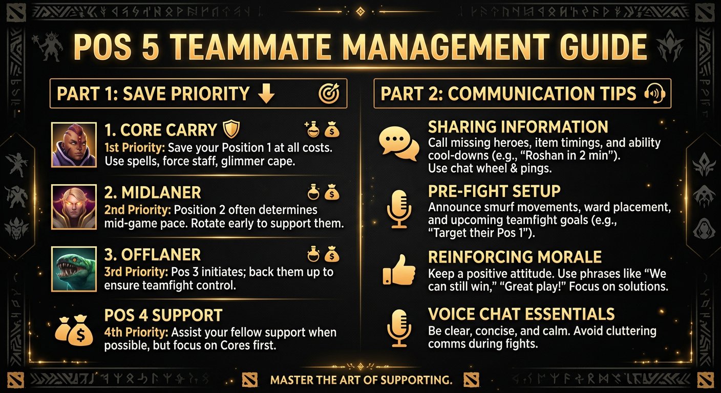 Pos 5 teammate management guide showing save priority and communication tips