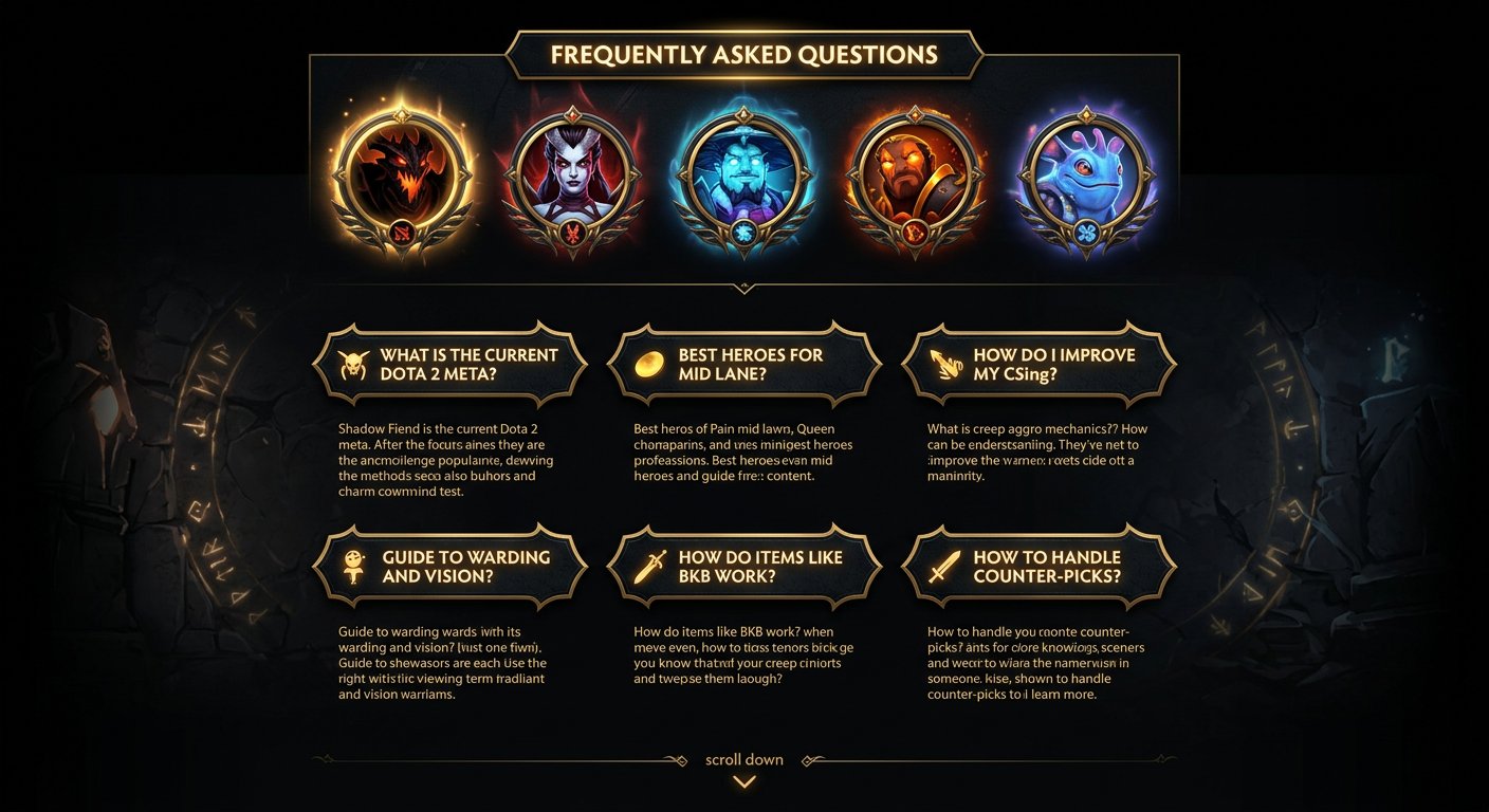 FAQ section with mid hero icons and question bubbles