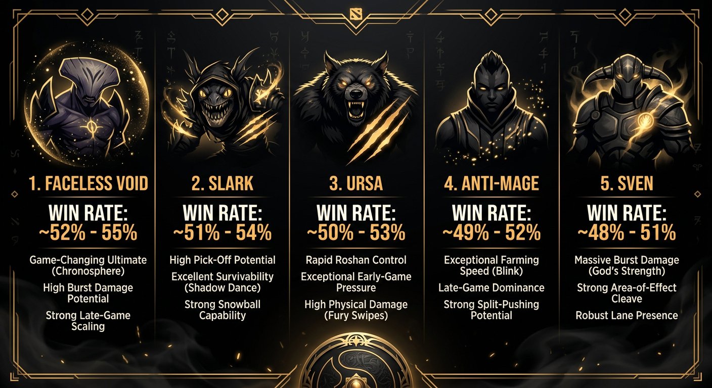 Top 5 carry heroes for Divine to Immortal climb with win rate stats