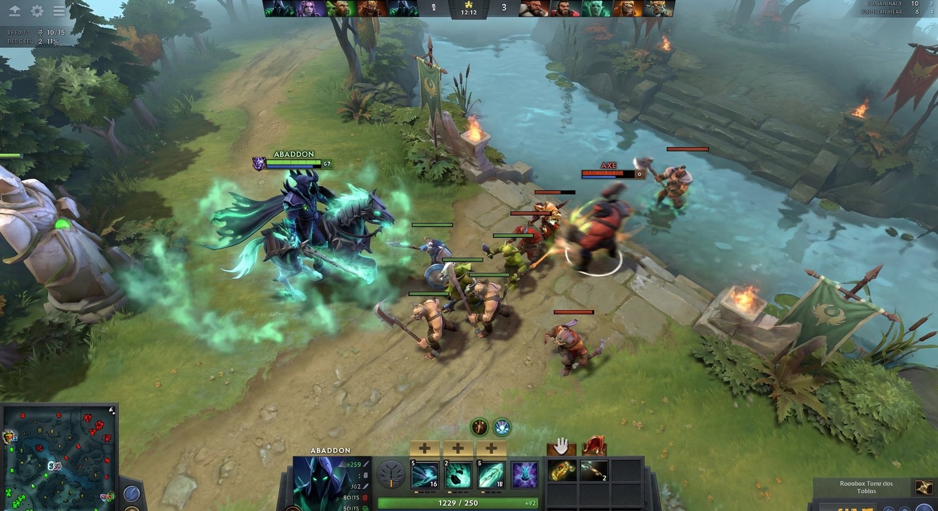 Abaddon in the laning phase trading with enemy heroes in Dota 2