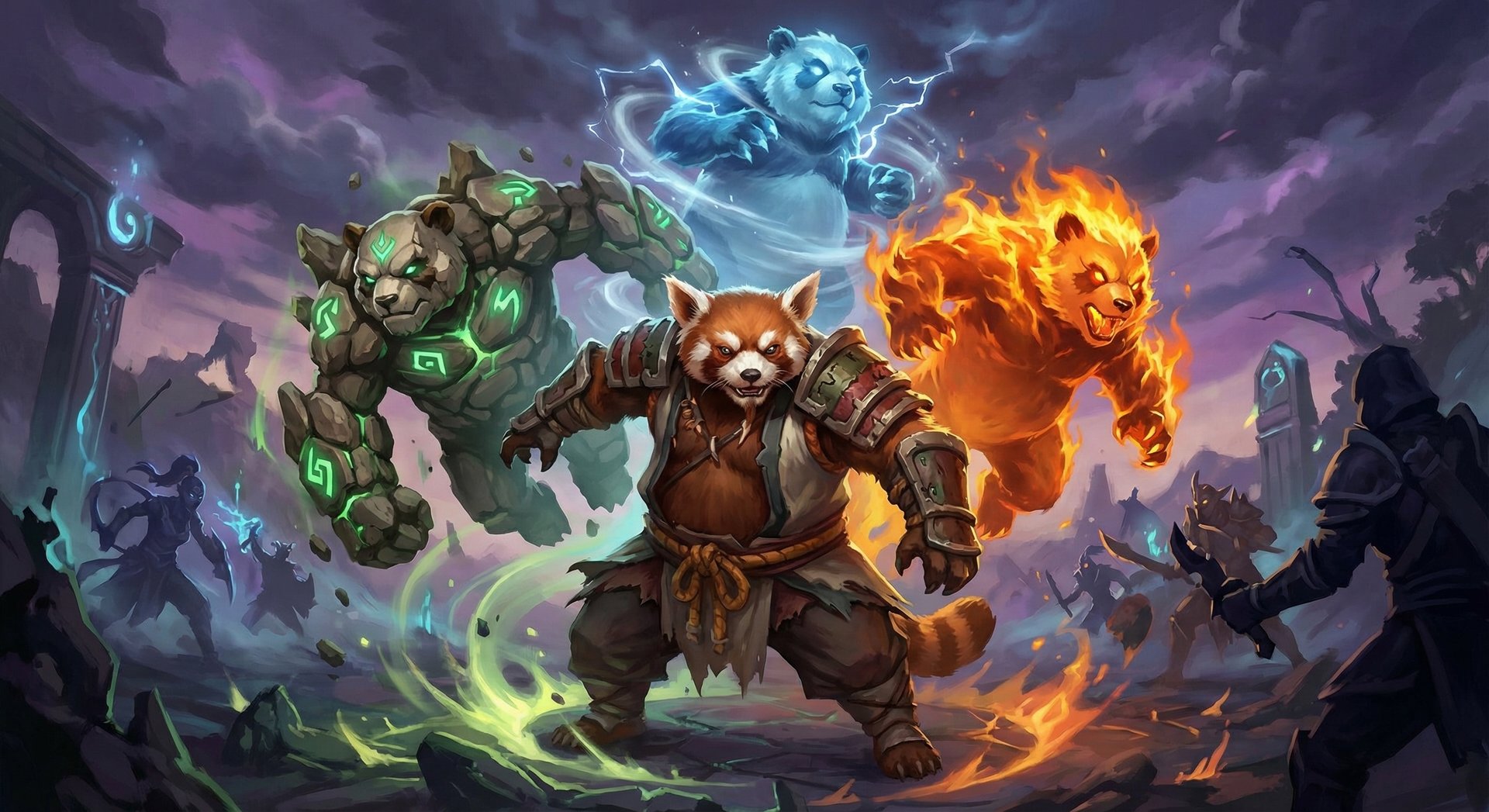 Brewmaster using Primal Split ultimate splitting into Earth Storm and Fire pandas