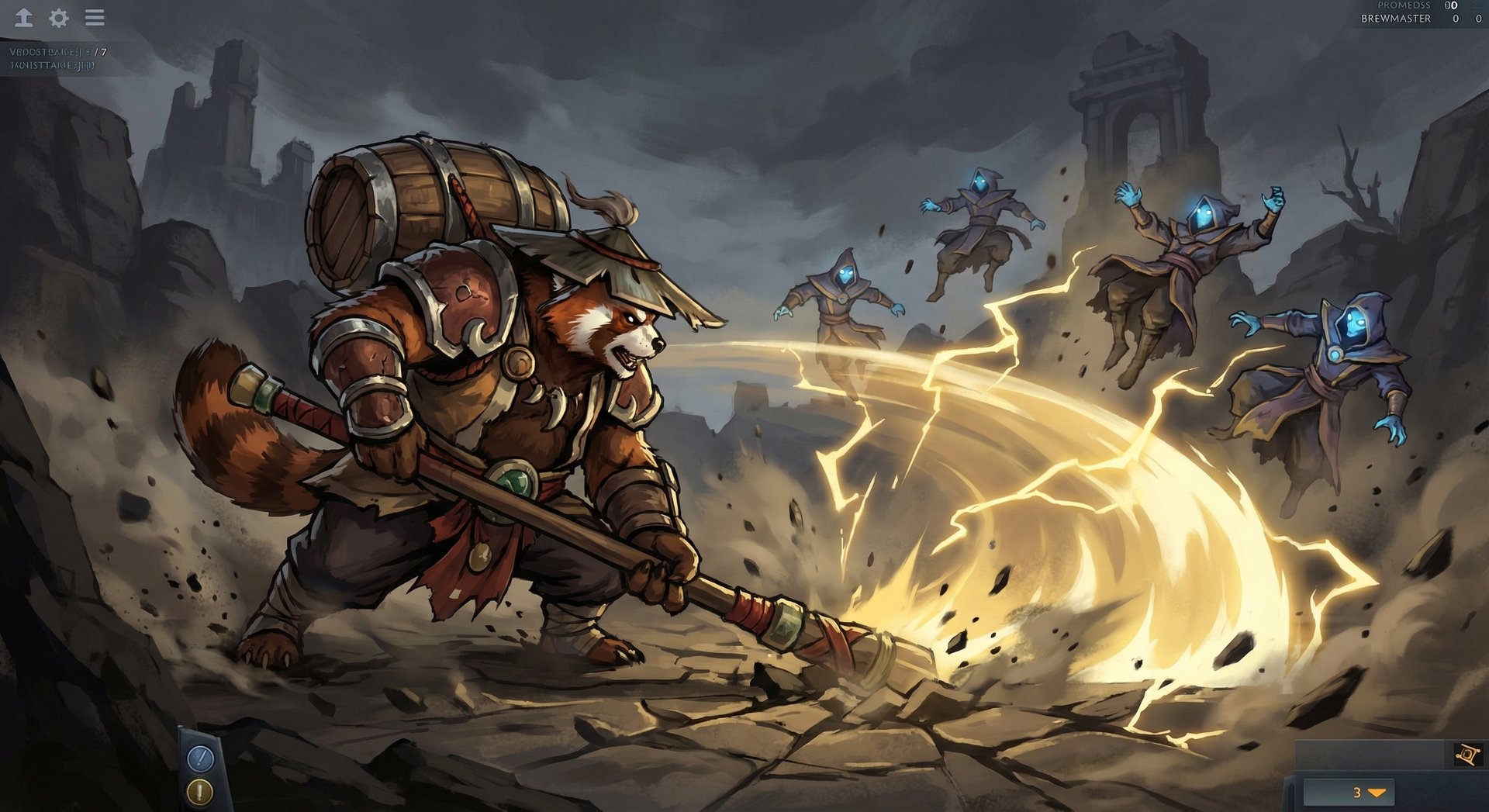 Brewmaster using Thunder Clap ability creating a shockwave in Dota 2