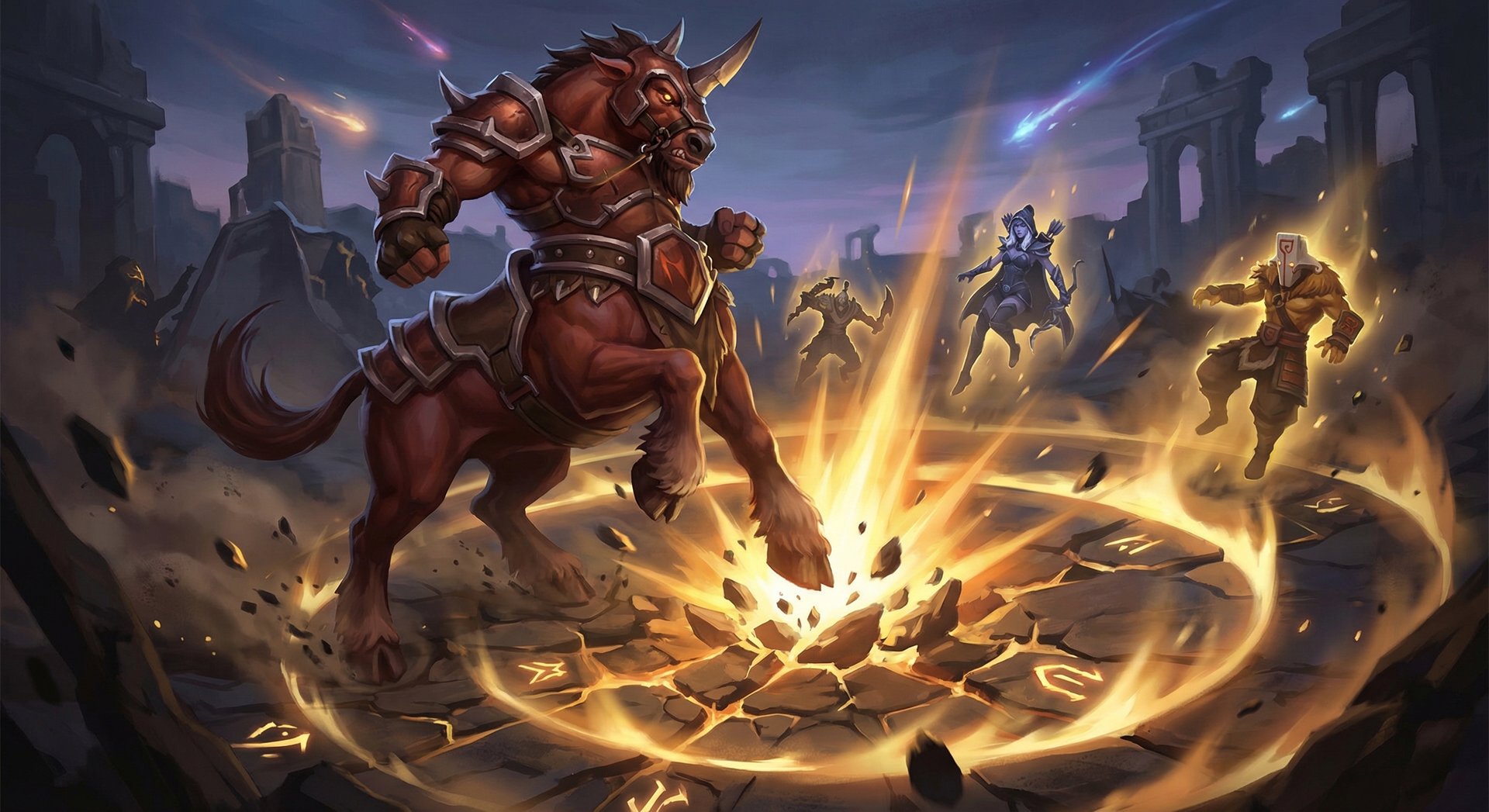 Centaur Warrunner using Hoof Stomp ability to stun enemies