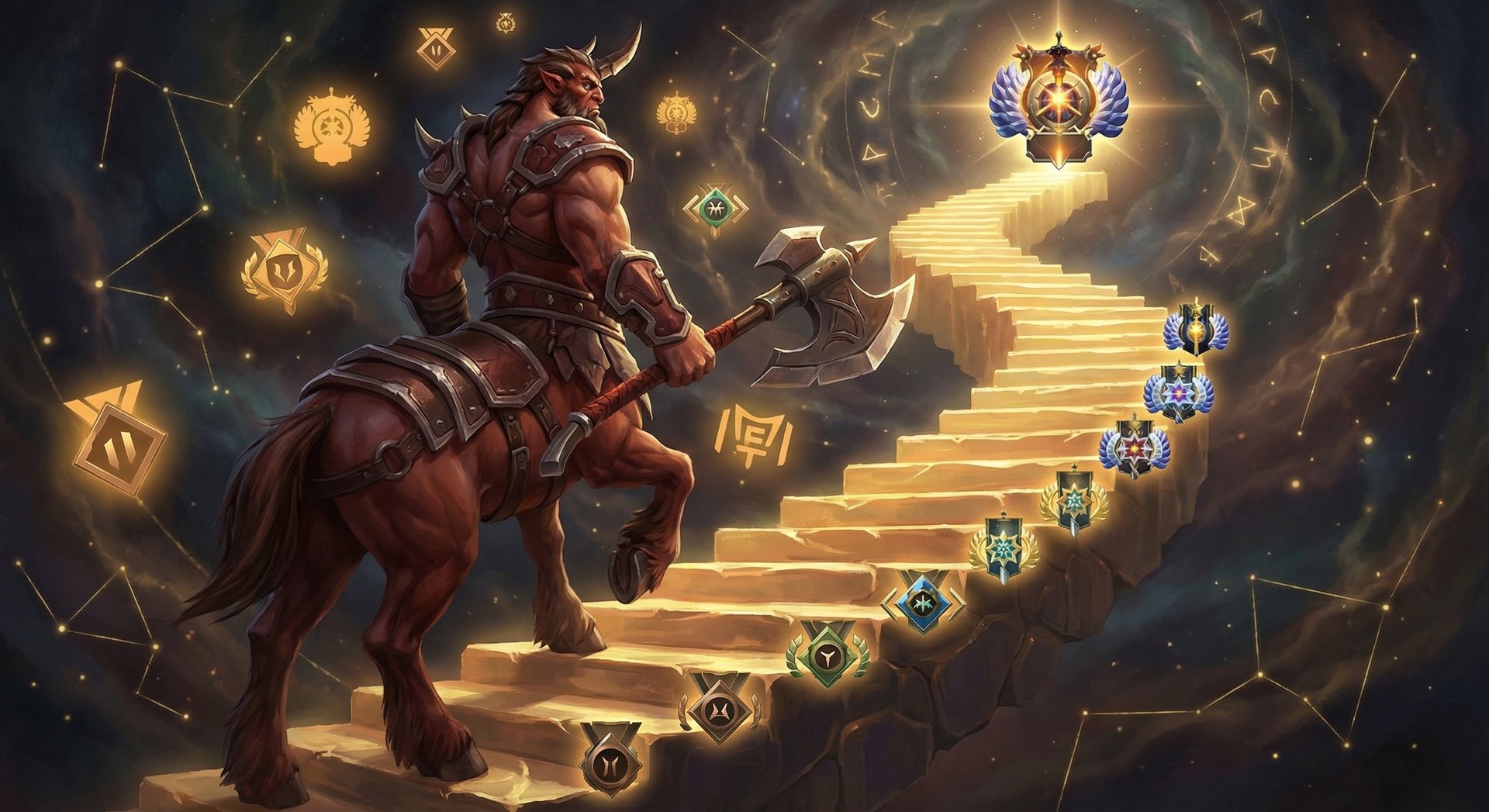 Centaur Warrunner climbing MMR ranks from Herald to Immortal