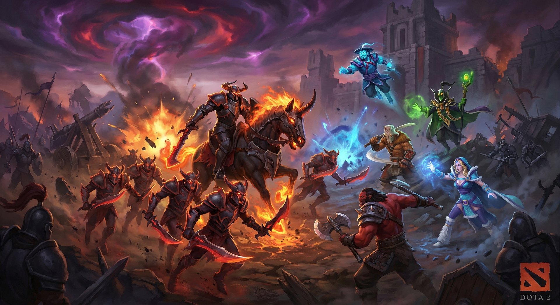 Chaos Knight and illusions in a massive Dota 2 team fight