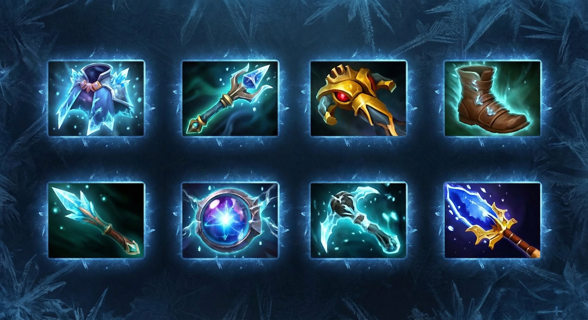 Crystal Maiden support item build progression on dark background
