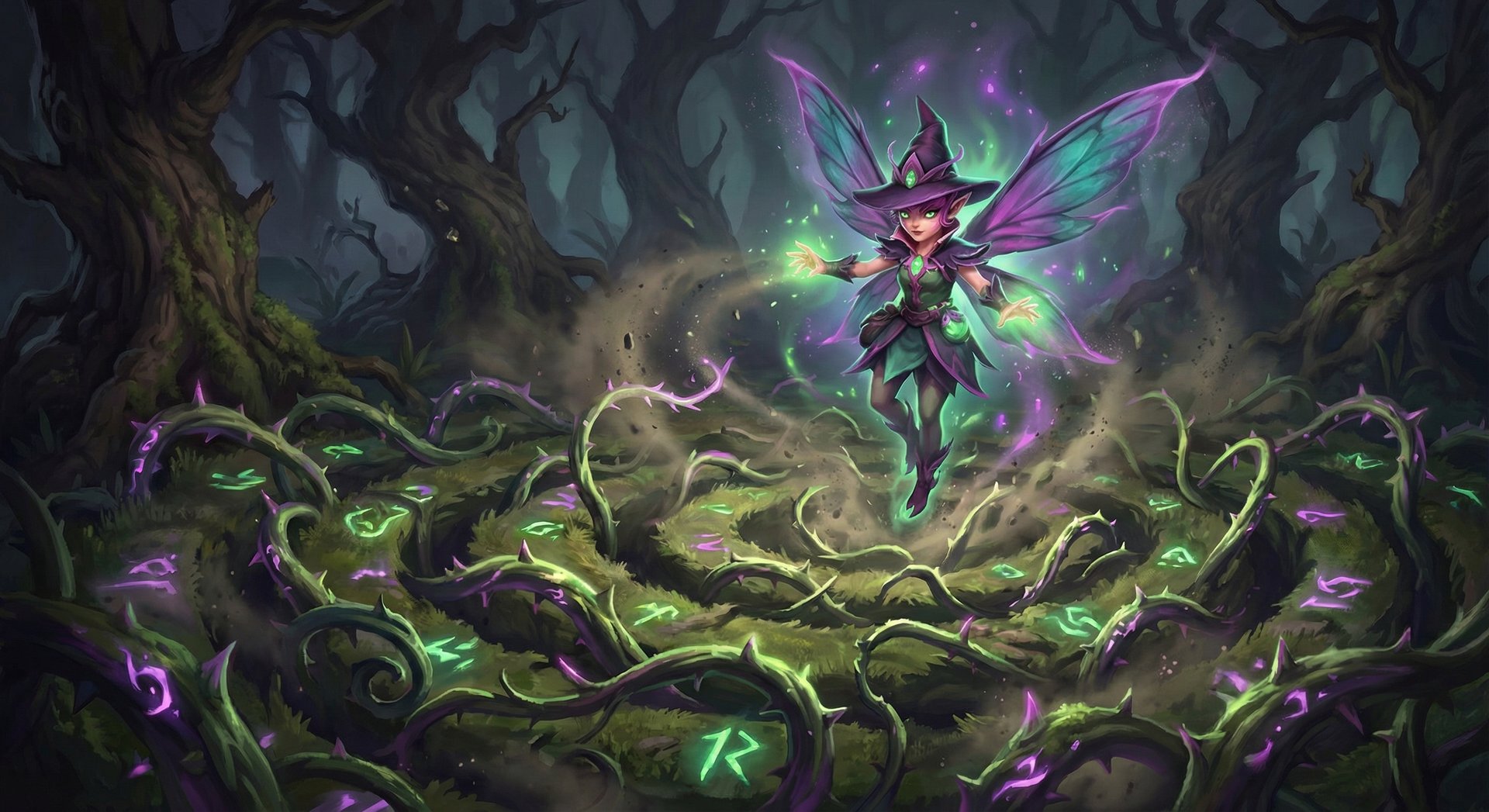 Dark Willow casting Bramble Maze ability with thorny magical brambles erupting from the ground