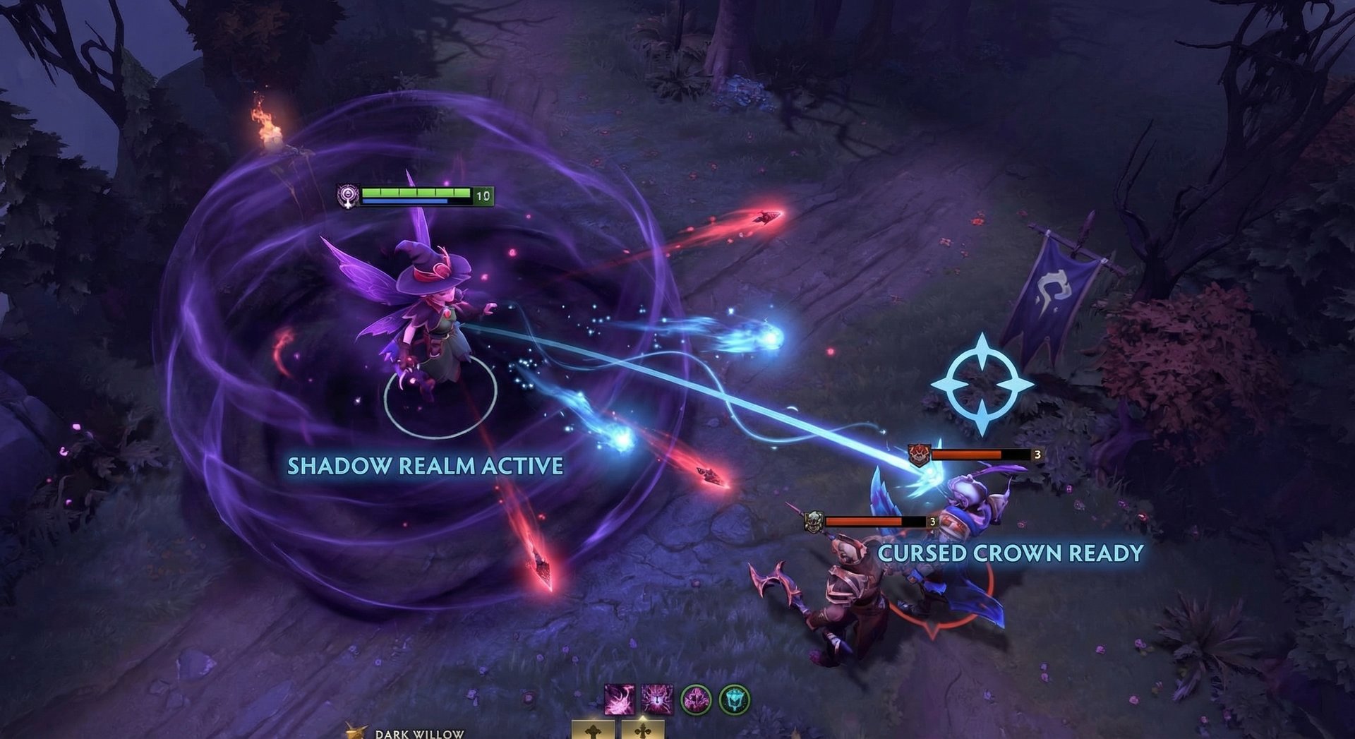 Dark Willow performing advanced Shadow Realm technique phasing through attacks