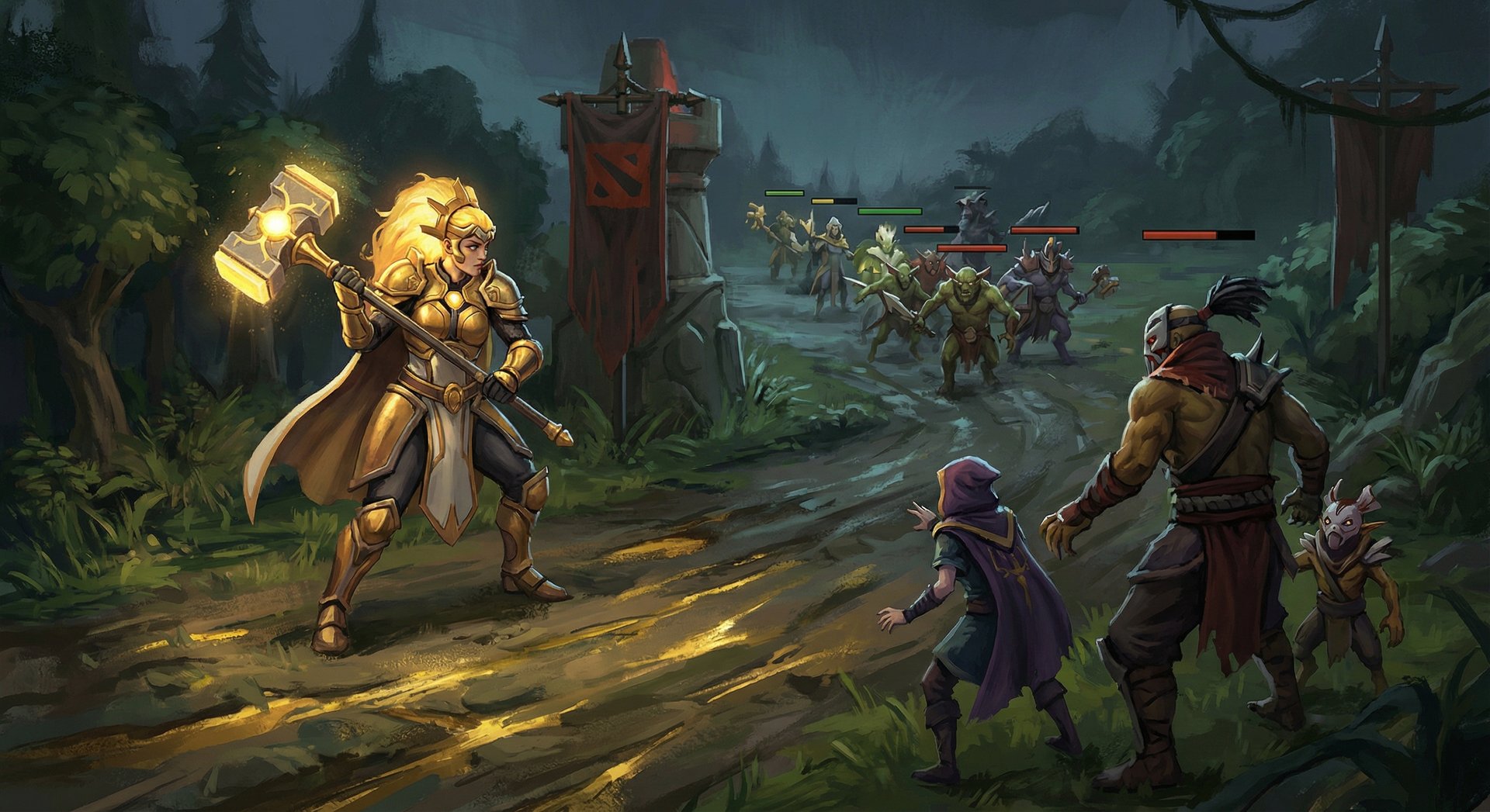 Dawnbreaker in the offlane during laning phase