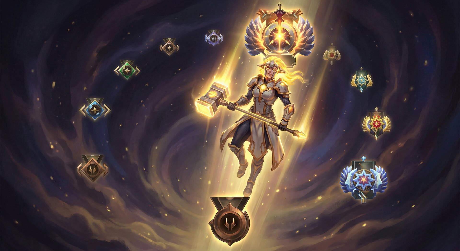 Dawnbreaker ascending through ranked medal tiers from Herald to Immortal