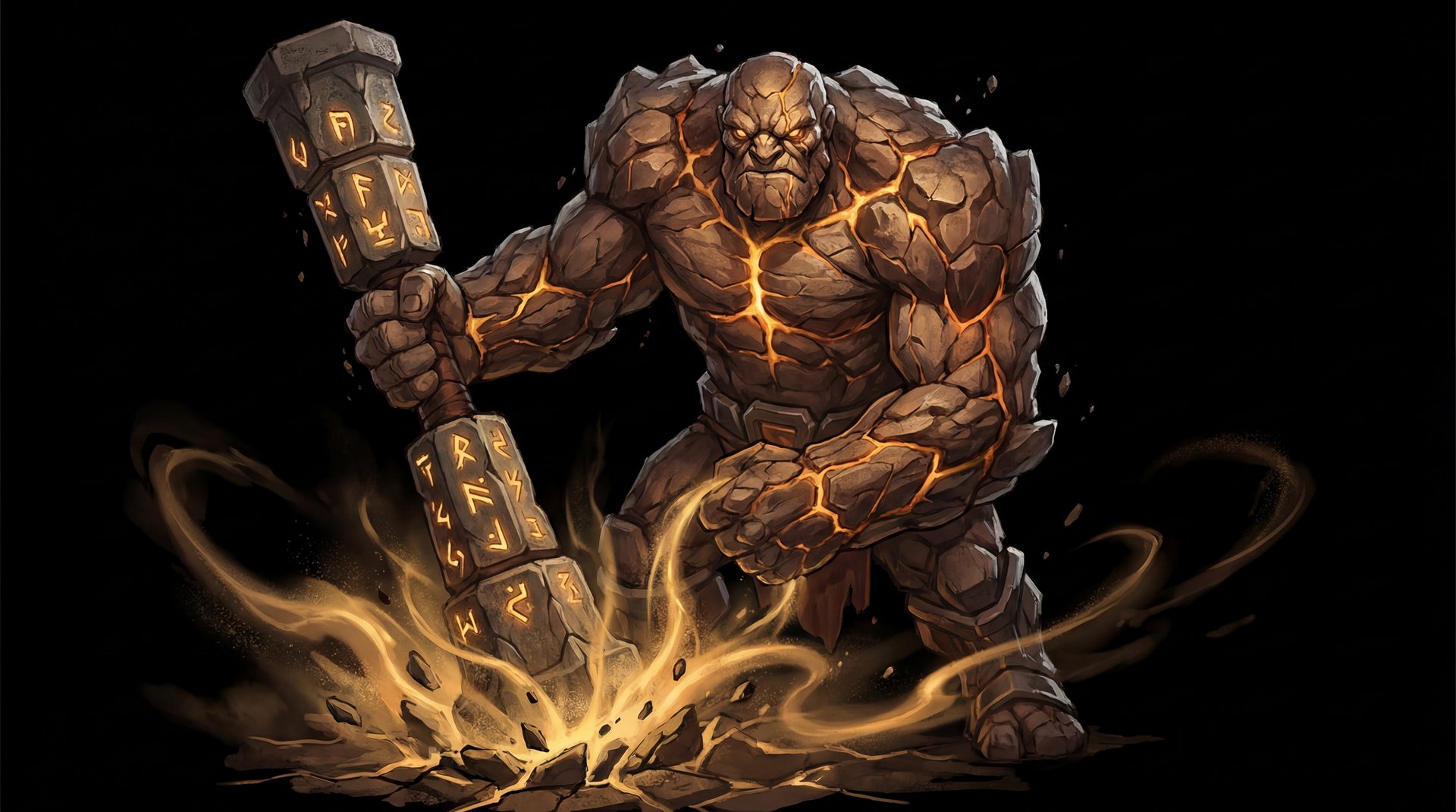 Earthshaker Dota 2 hero cinematic portrait with gold accents