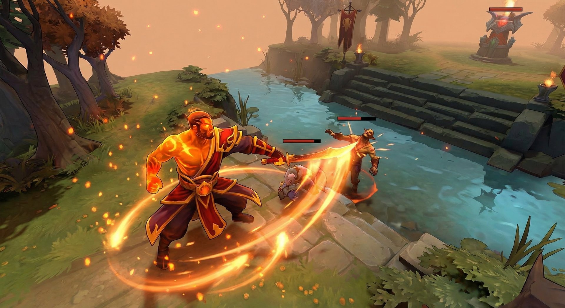 Ember Spirit in the mid lane laning phase in Dota 2