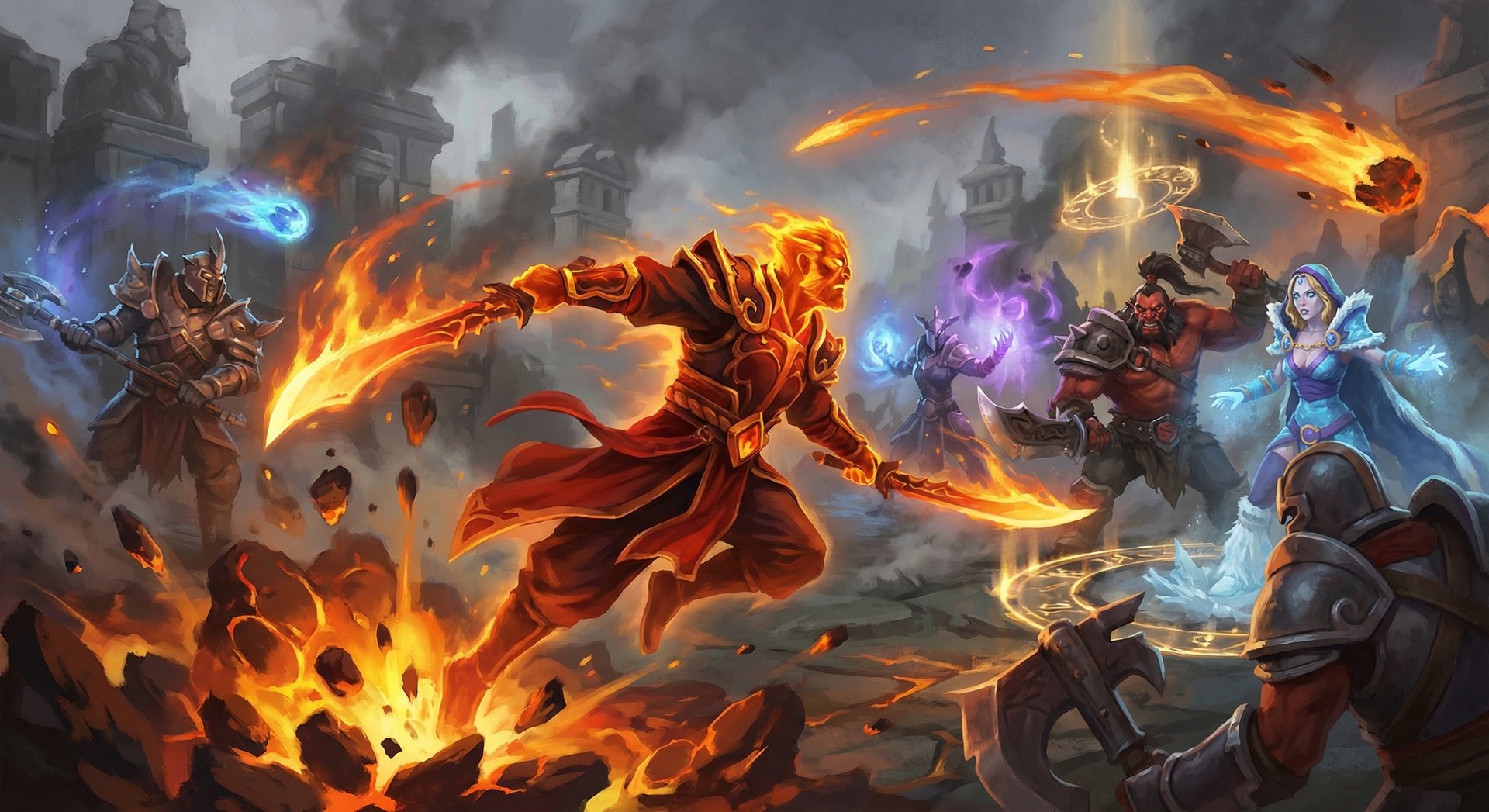 Ember Spirit in a team fight scenario in Dota 2