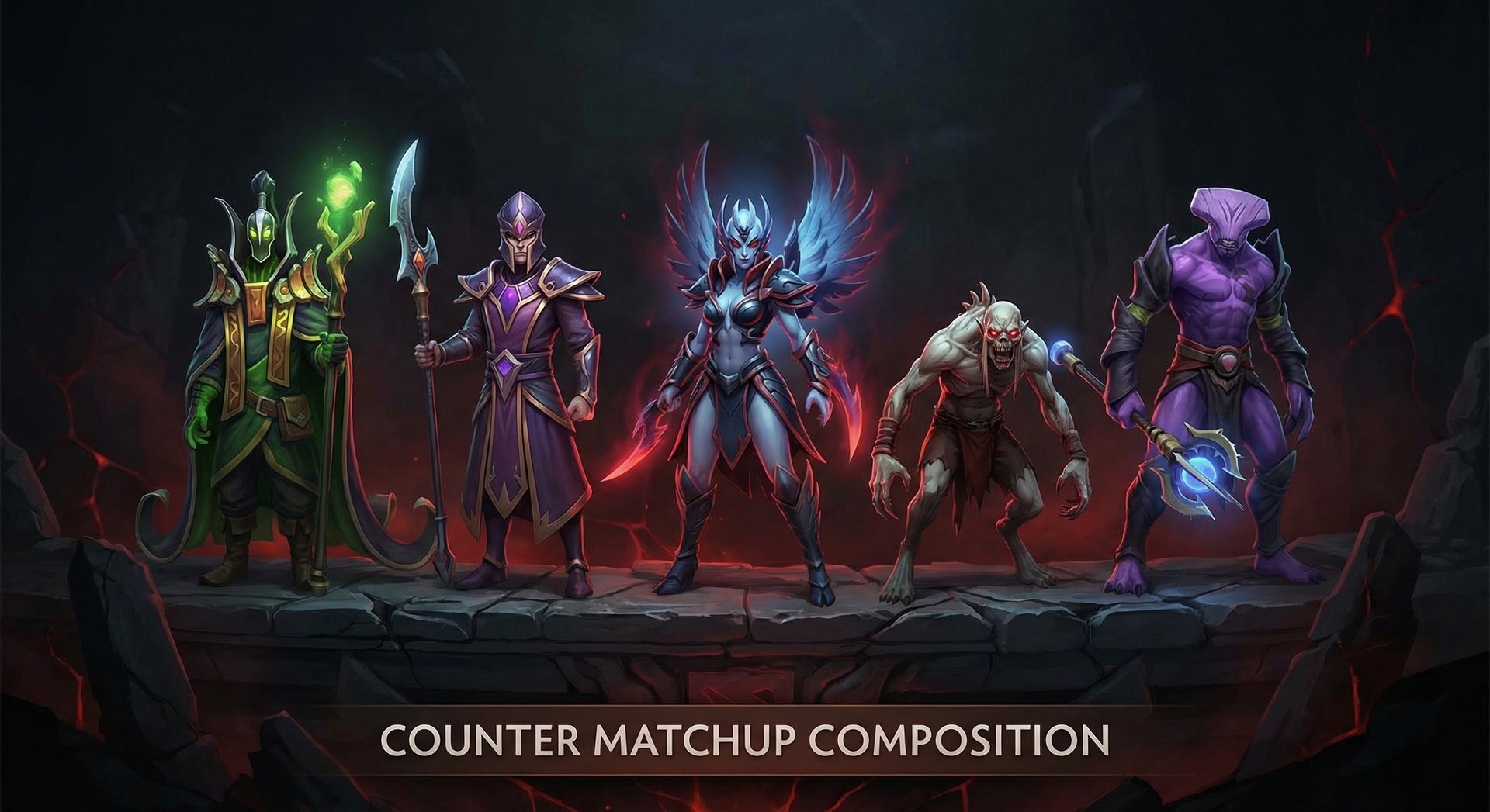 Counter heroes lineup against Enigma including Rubick Silencer and Vengeful Spirit in Dota 2