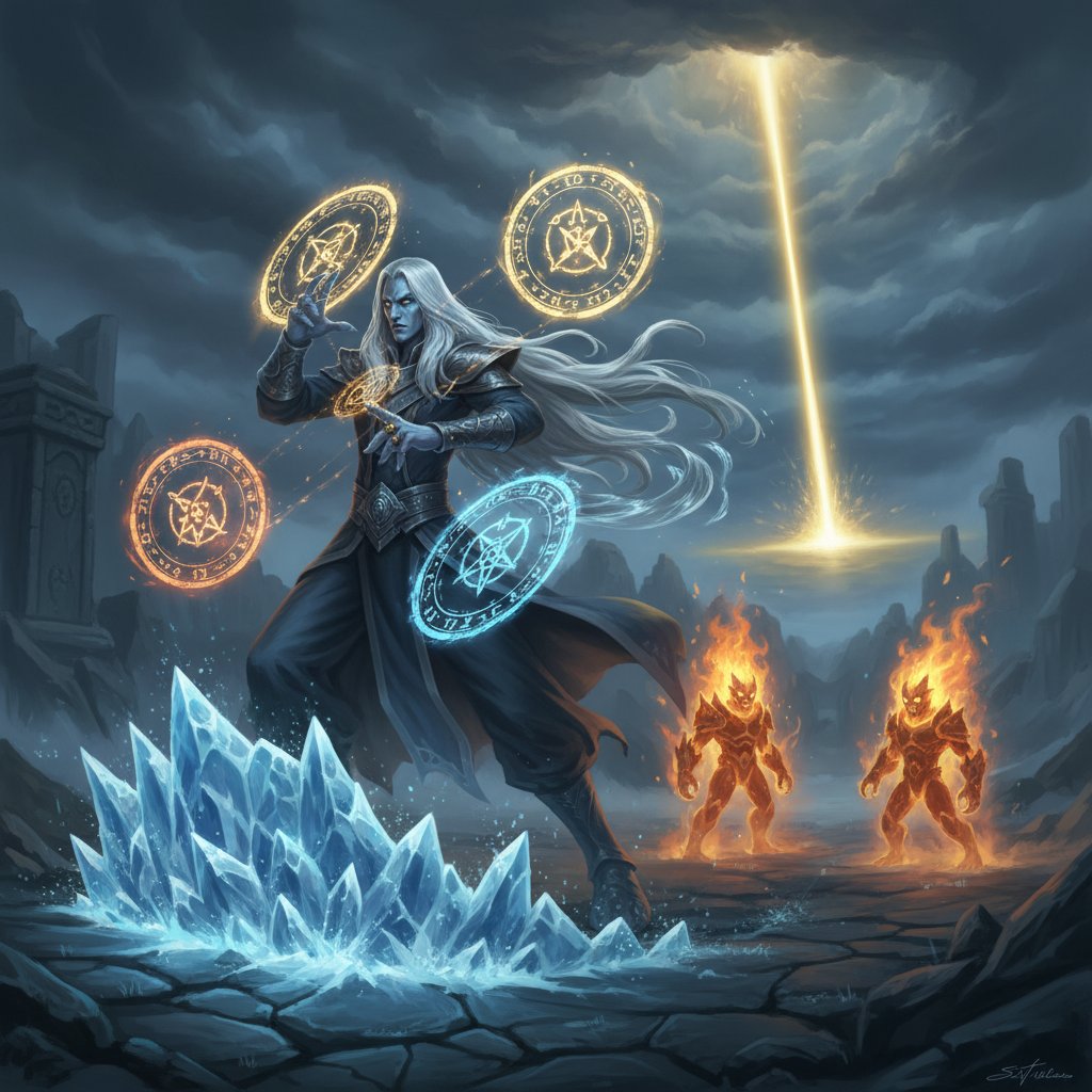 Invoker performing advanced spell combo technique