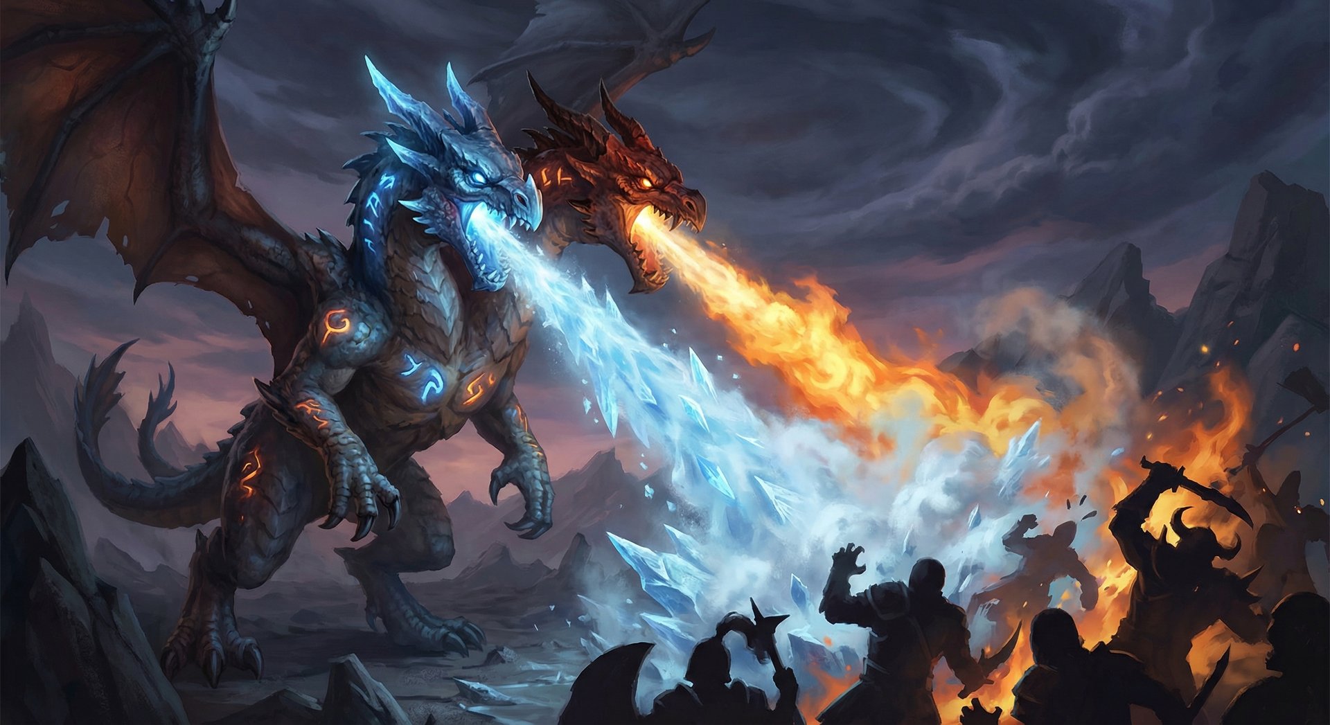 Jakiro using Dual Breath ability breathing fire and ice simultaneously at enemies