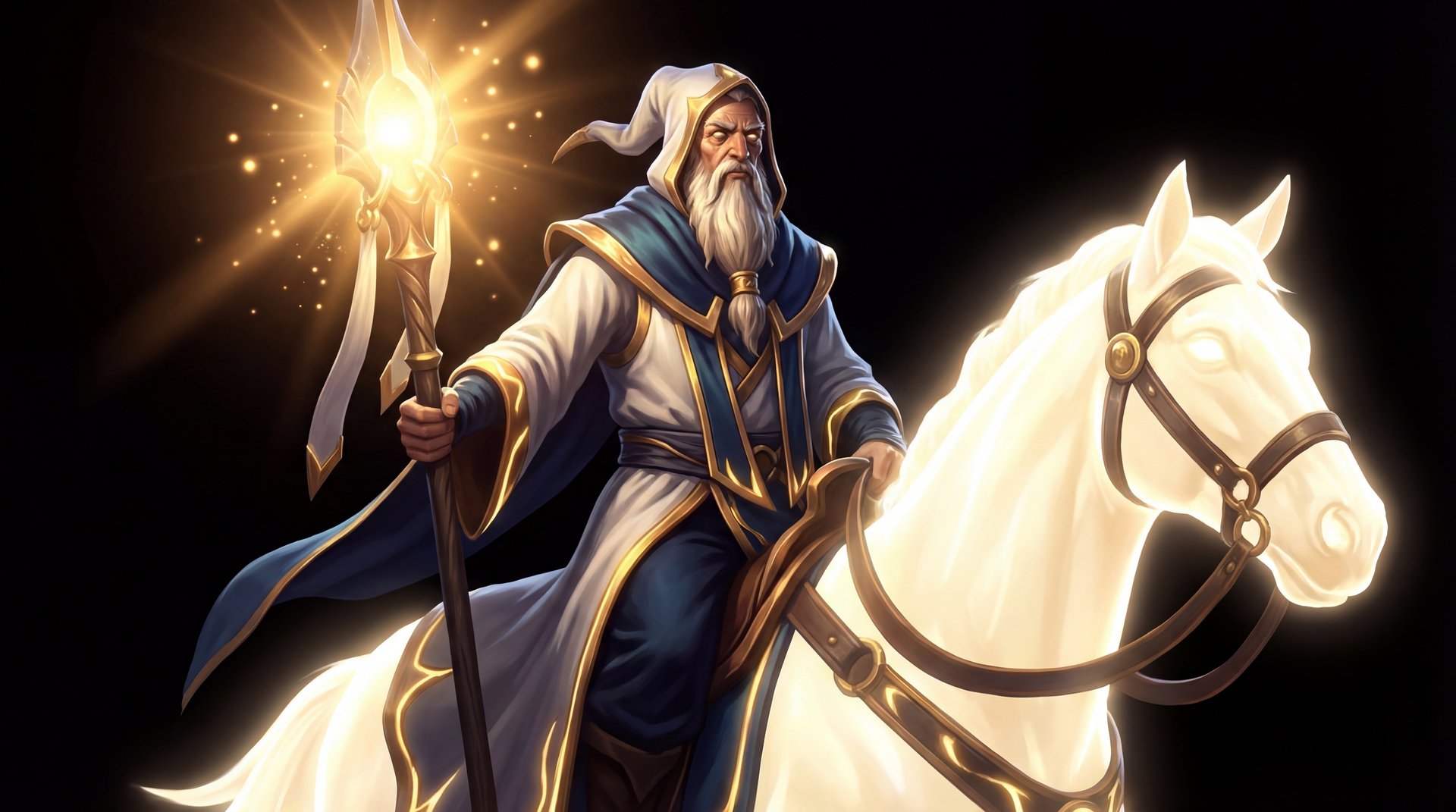 Keeper of the Light Dota 2 hero cinematic portrait with golden accents