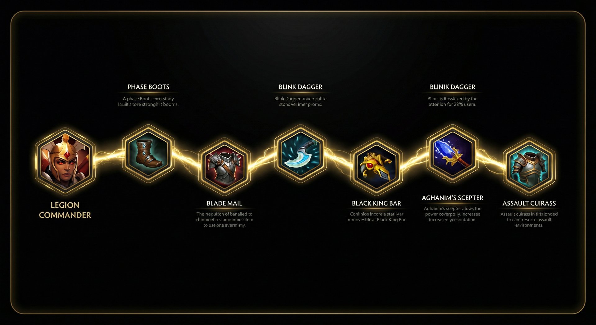 Legion Commander item build progression in Dota 2