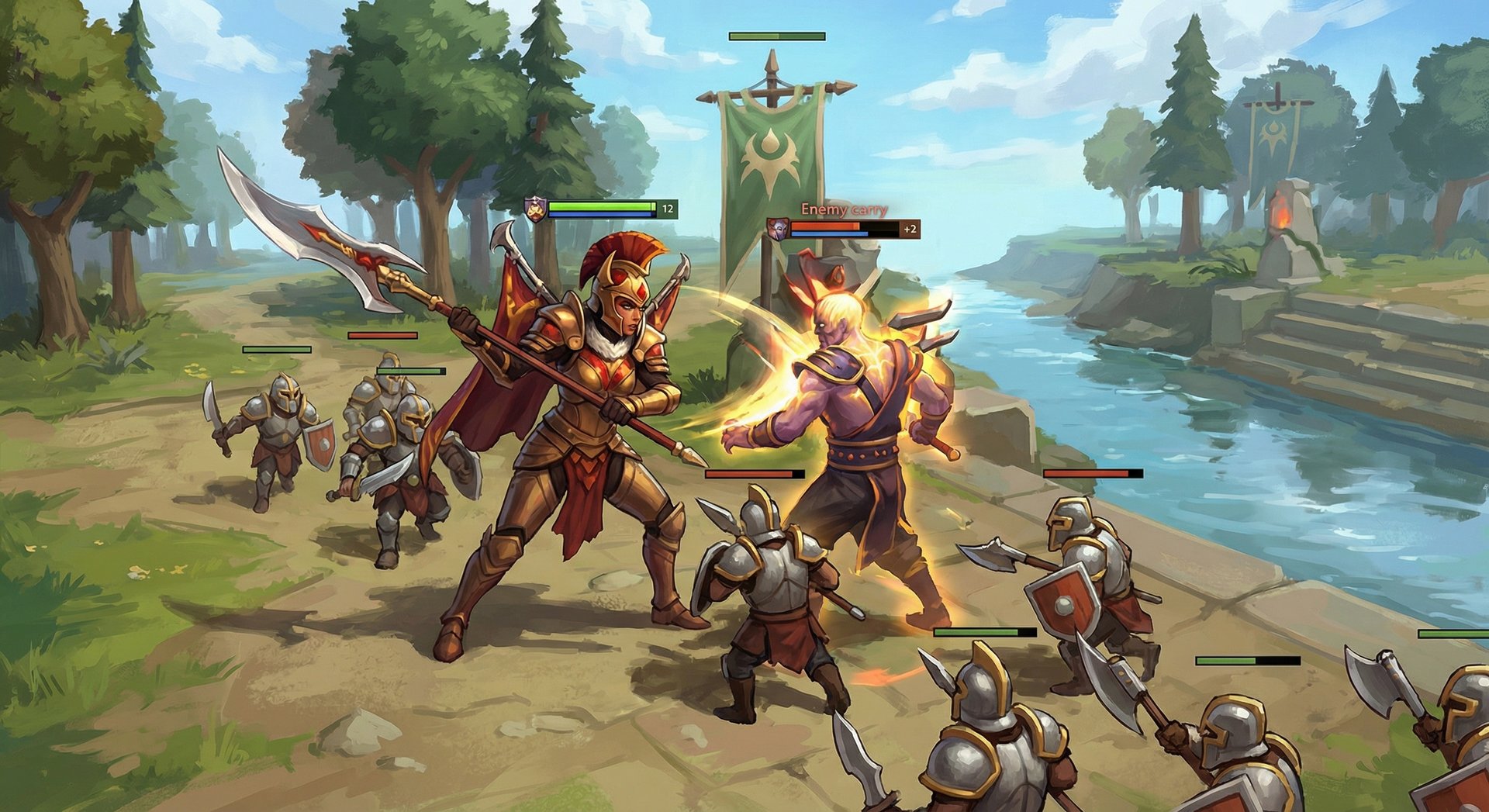 Legion Commander in the offlane during laning phase in Dota 2