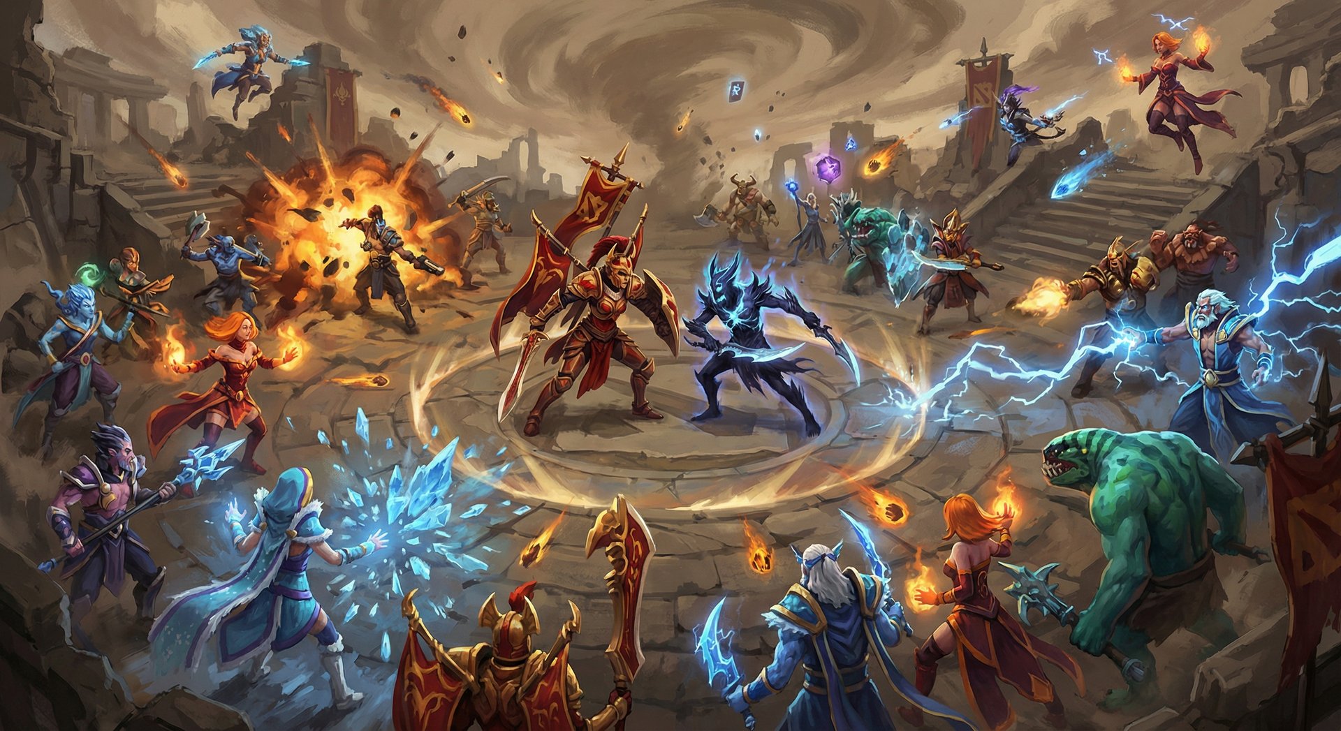 Legion Commander in a massive teamfight in Dota 2