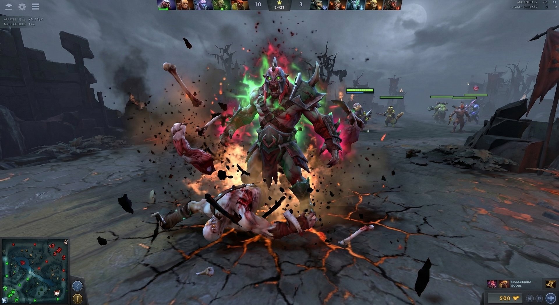 Lifestealer using Infest ultimate ability bursting out of allied creep
