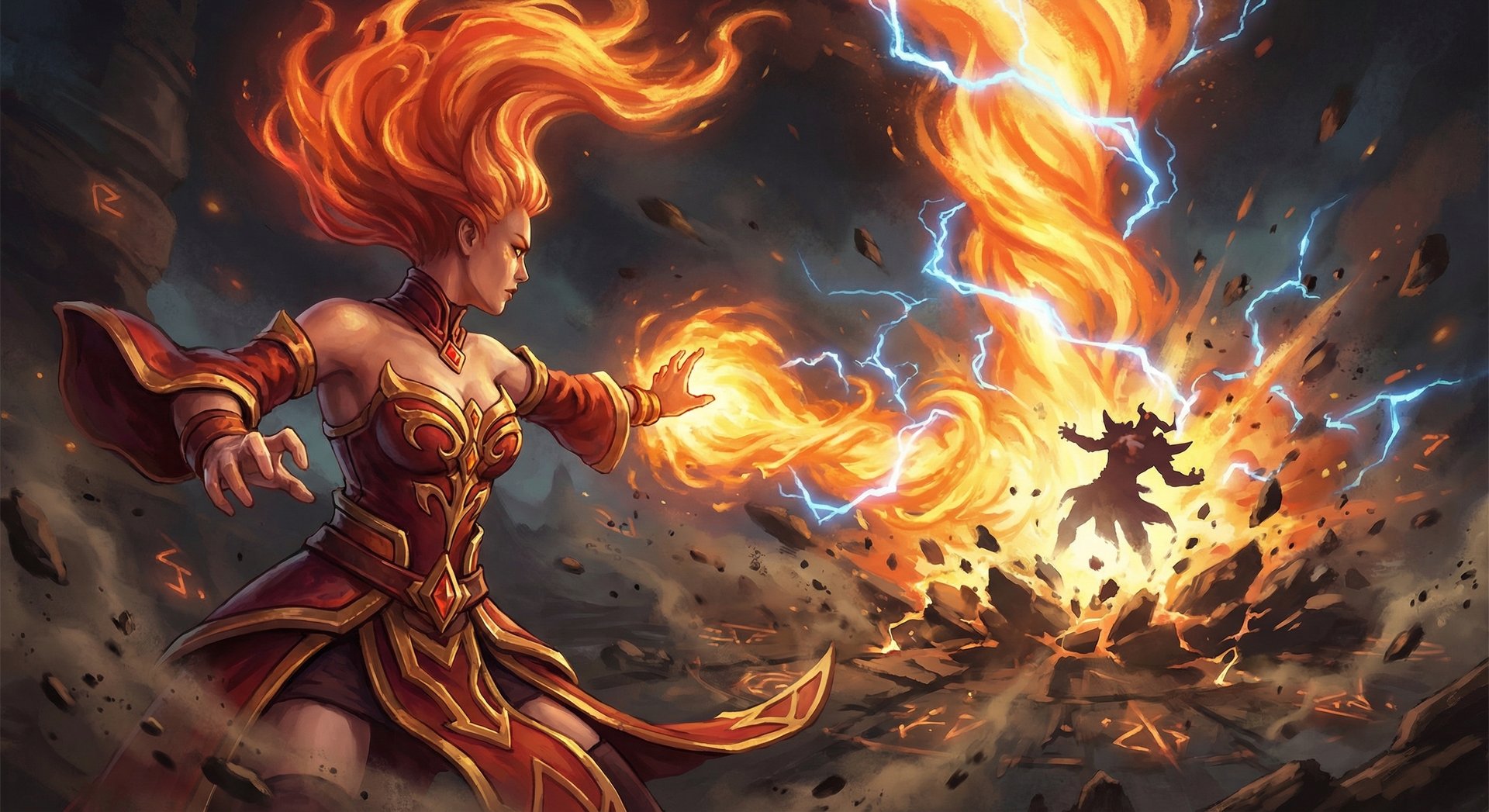 Lina unleashing Laguna Blade ultimate ability beam of fire energy