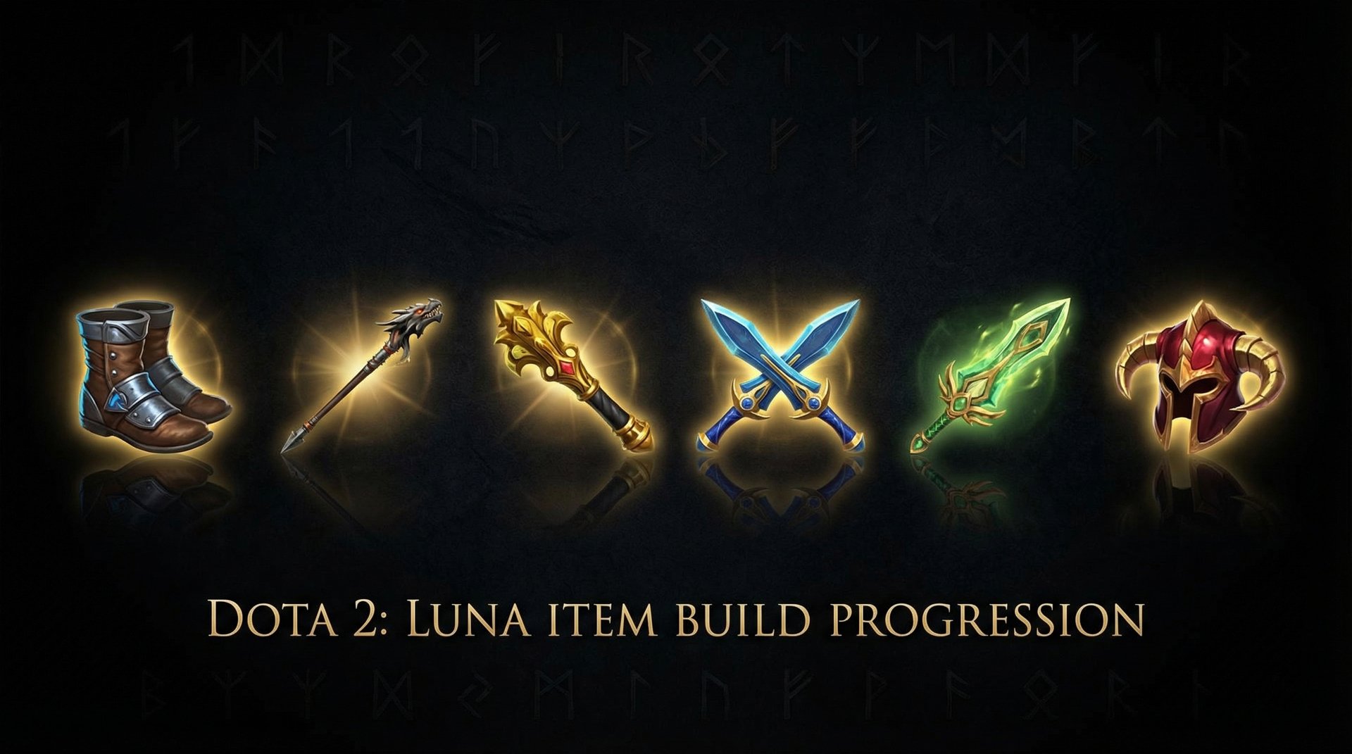 Luna Dota 2 item build progression showing core items