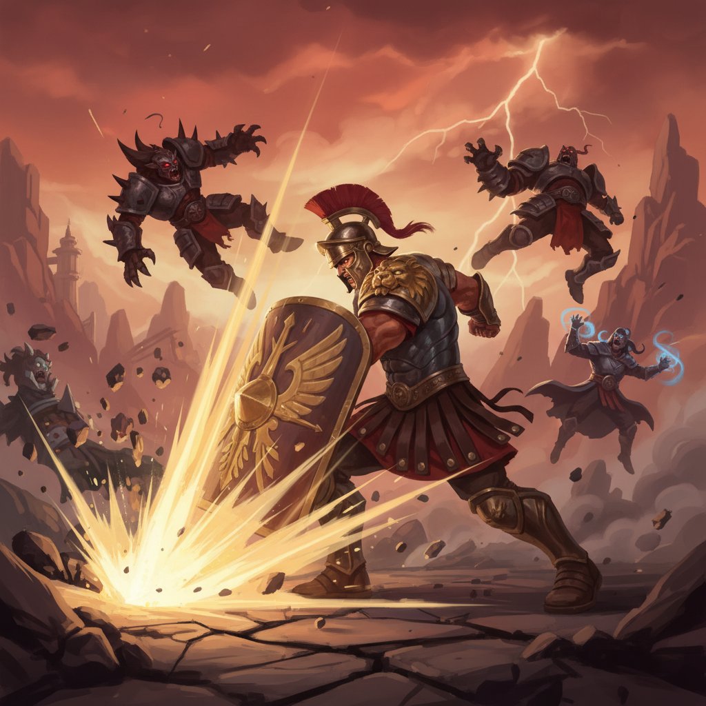 Mars performing Gods Rebuke advanced technique in Dota 2