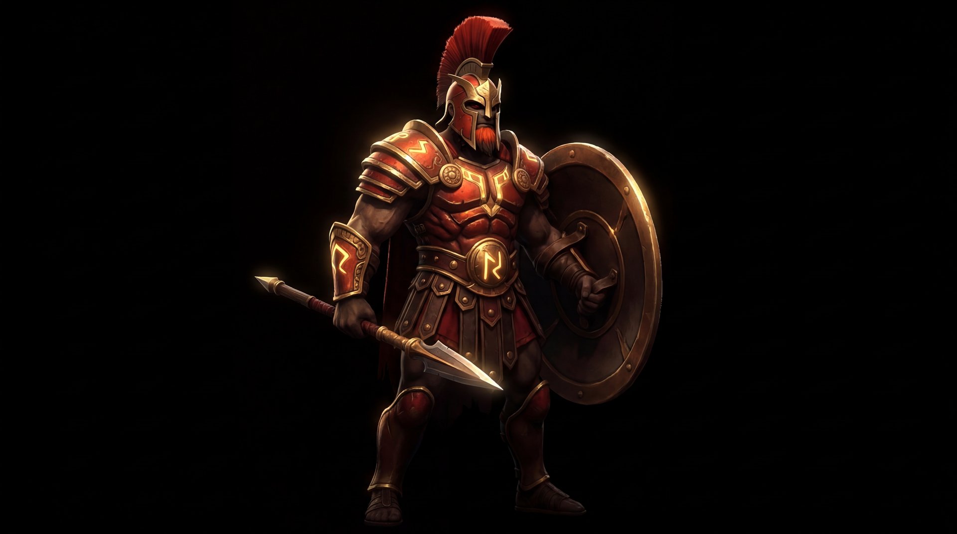 Mars Dota 2 hero cinematic portrait with gold accents on black background