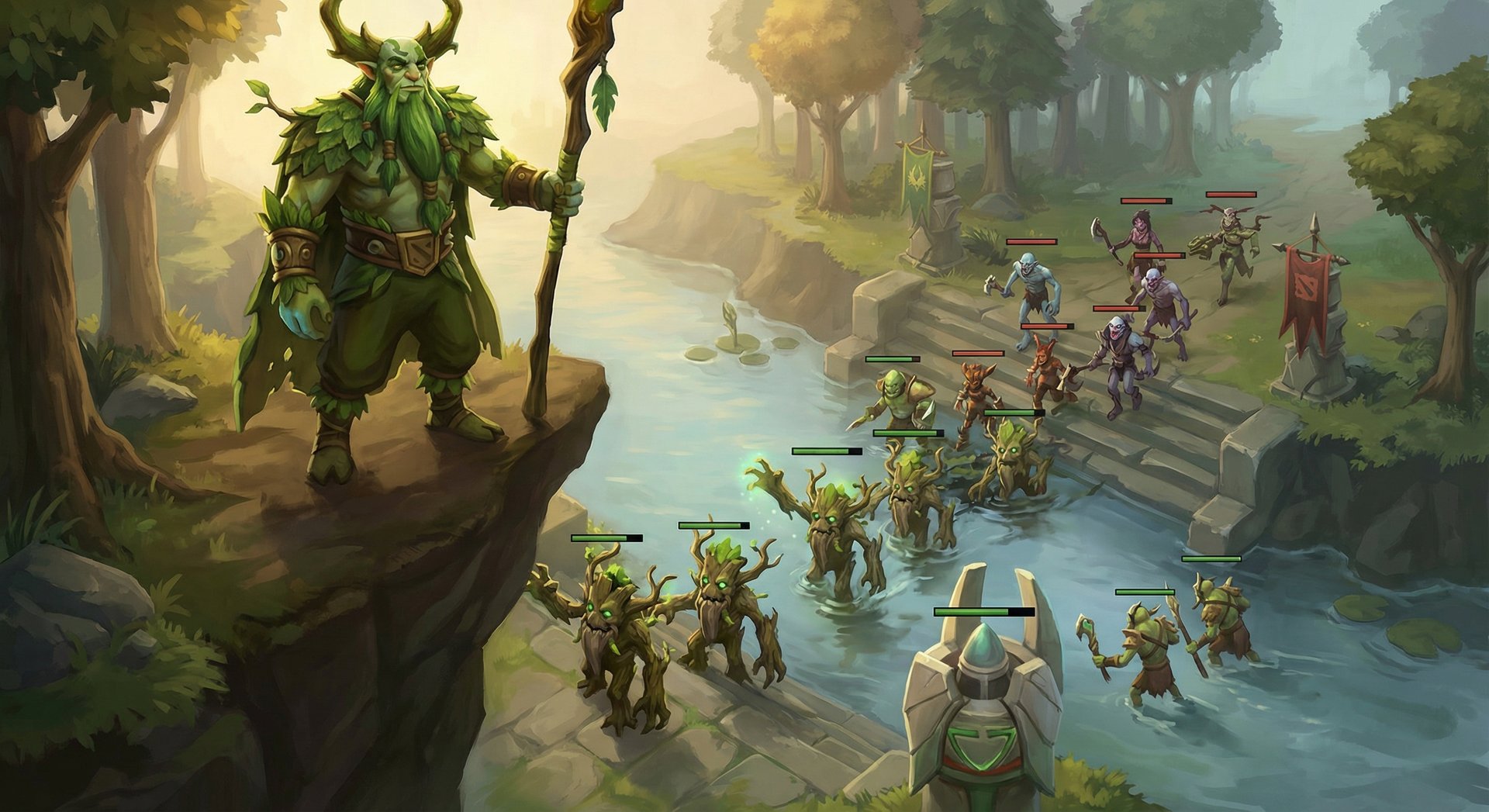 Nature's Prophet laning phase with treants