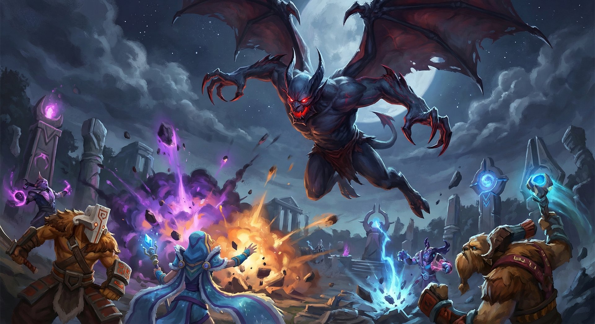 Night Stalker in a Dota 2 team fight scenario
