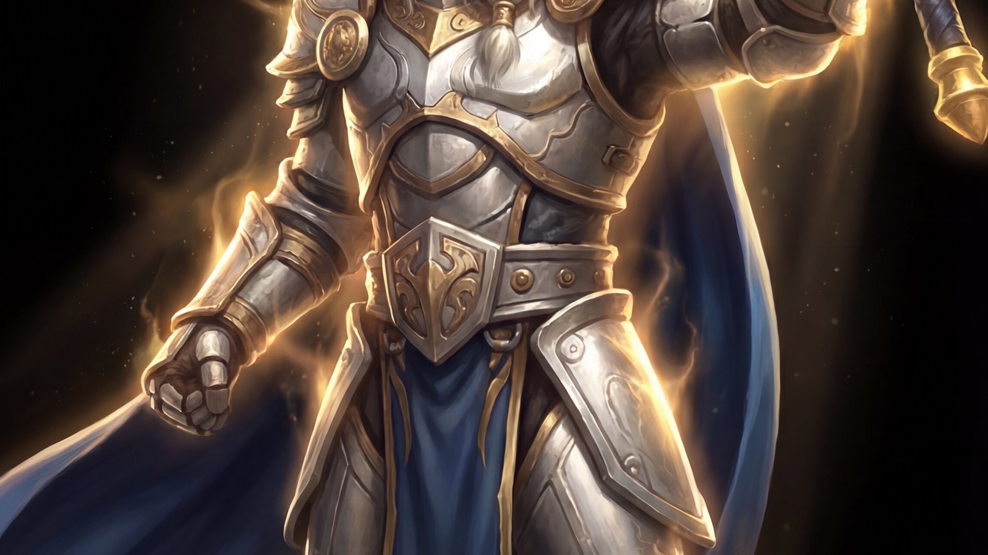 Omniknight Dota 2 hero portrait cinematic gold and black