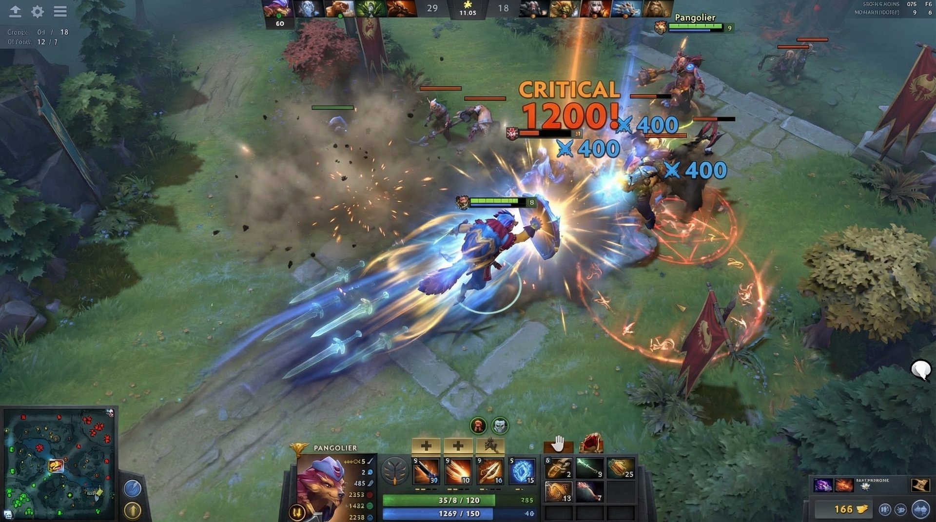 Pangolier performing advanced Shield Crash and Swashbuckle combo technique