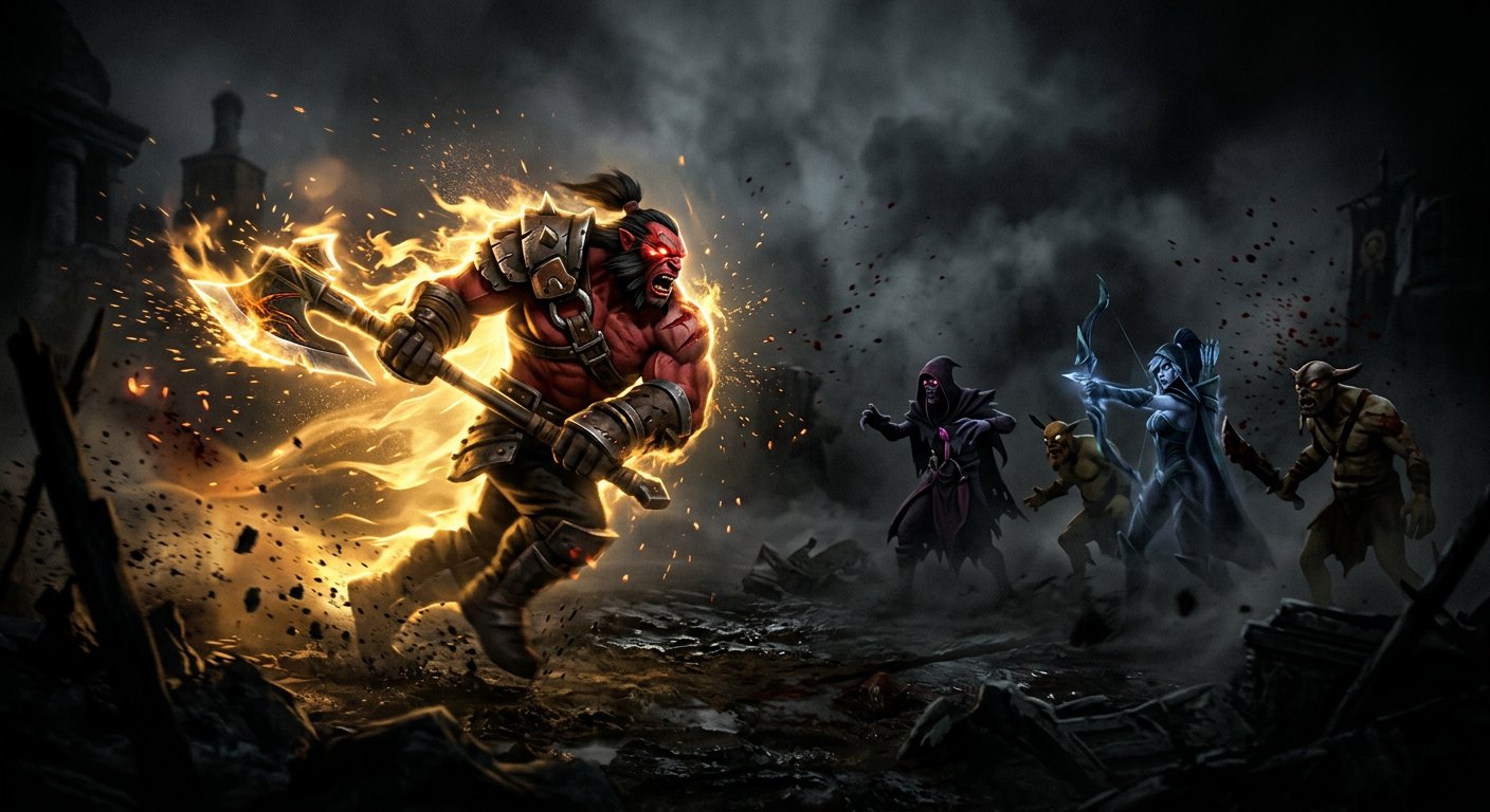 Dota 2 offlaner charging into battle for revenge