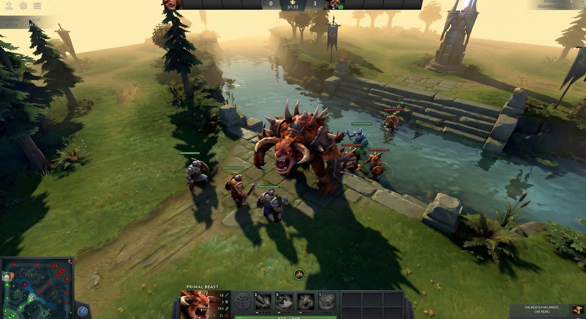 Primal Beast laning phase in Dota 2 offlane