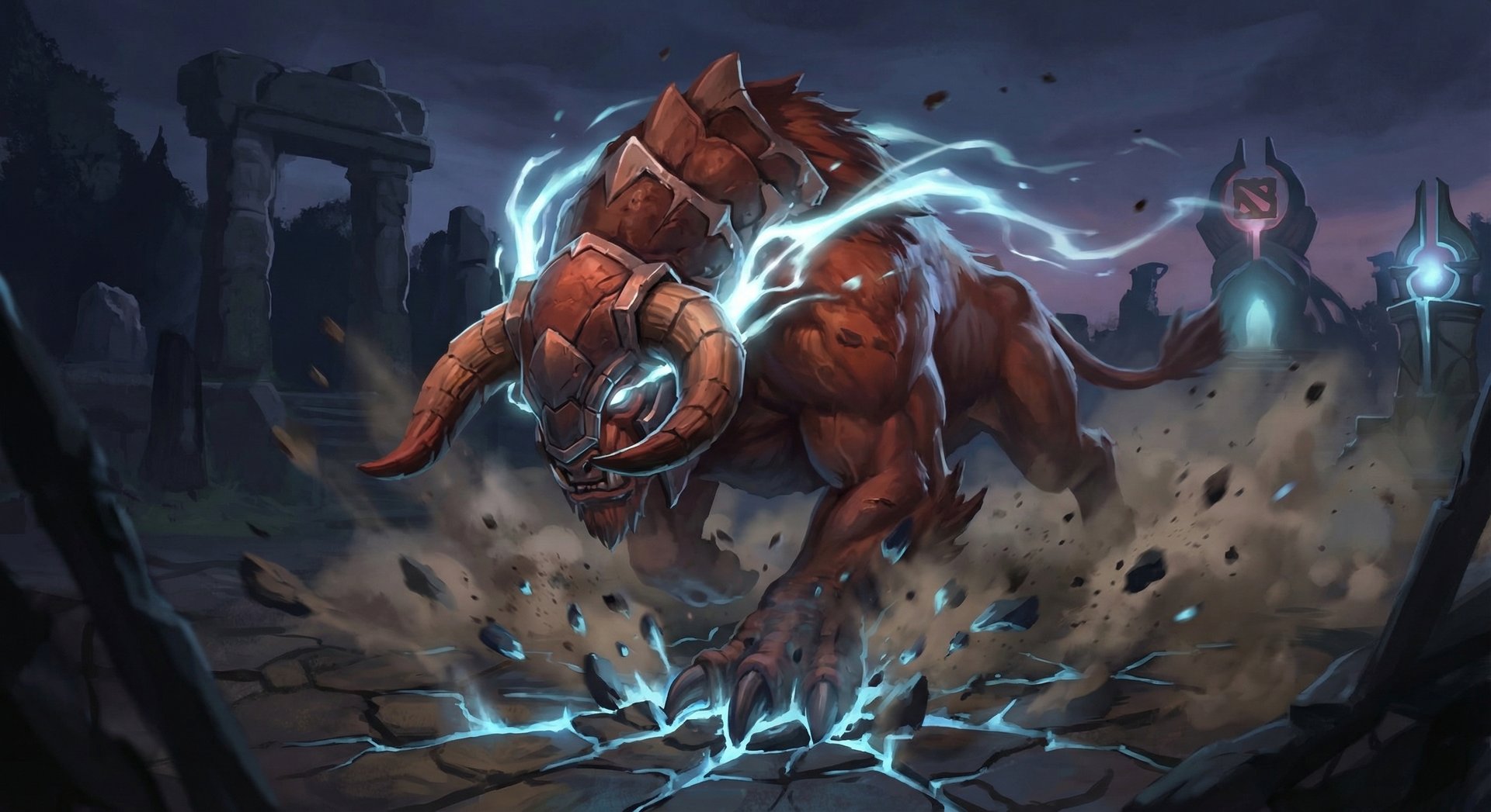 Primal Beast using Onslaught charge ability in Dota 2