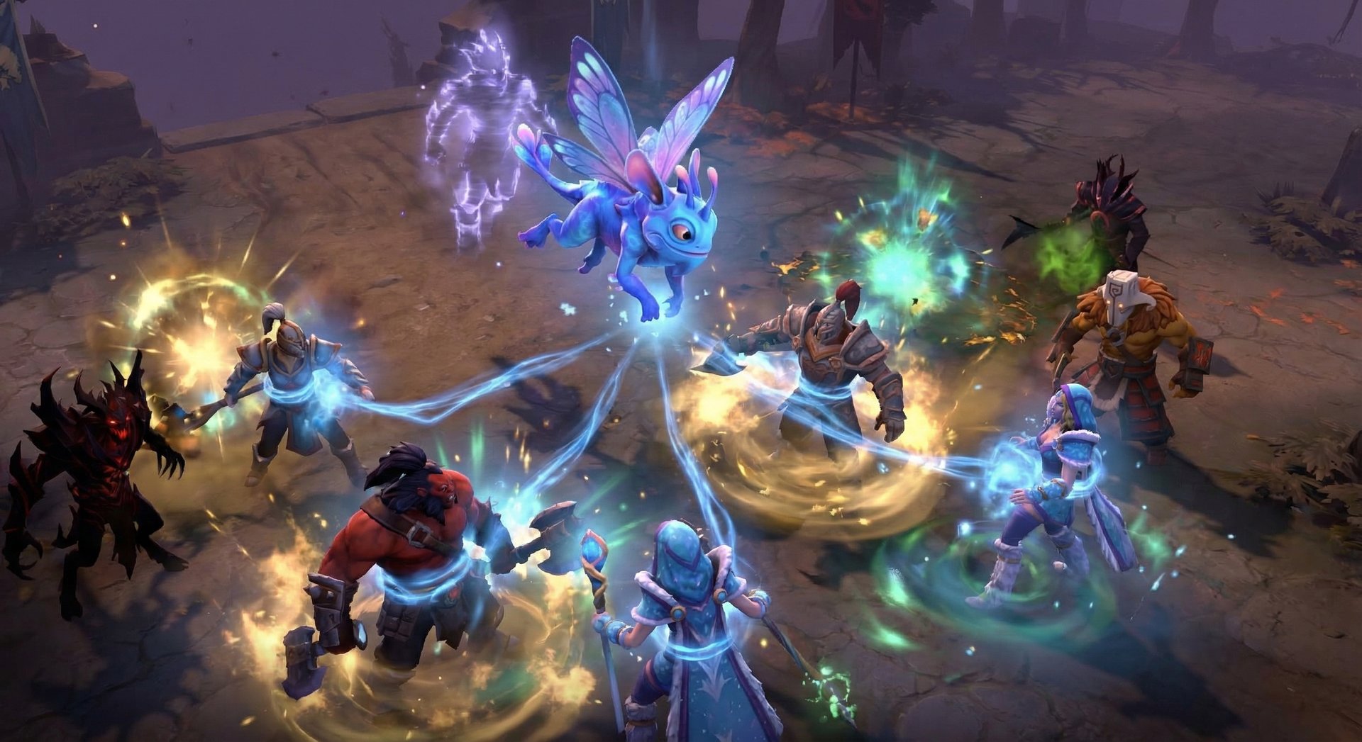 Puck in a chaotic team fight using Dream Coil