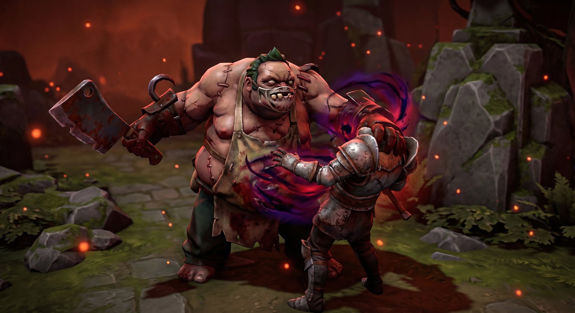 Pudge using Dismember on an enemy hero in Dota 2
