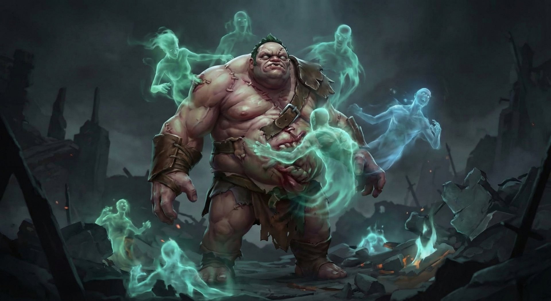 Pudge Flesh Heap passive with ghostly souls being absorbed